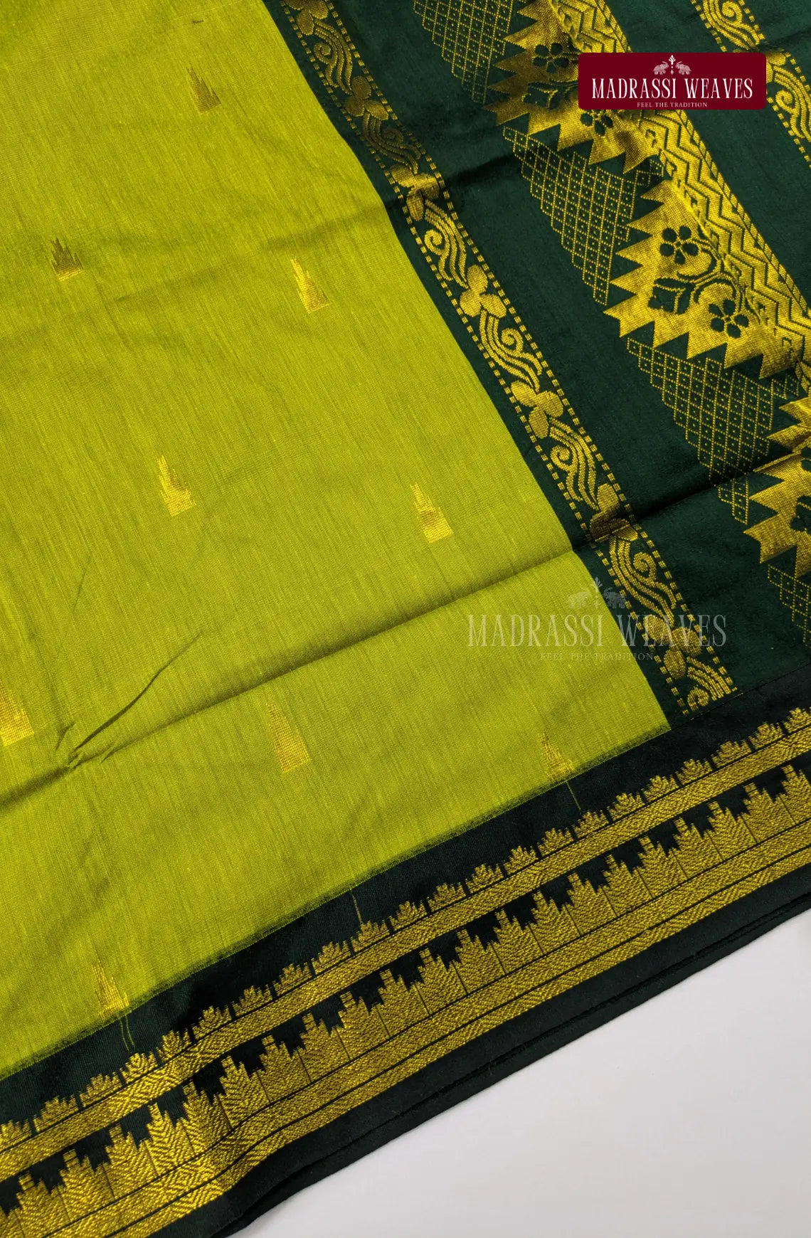 Premium Kalyani Gadwal Cotton Saree - Nature Green