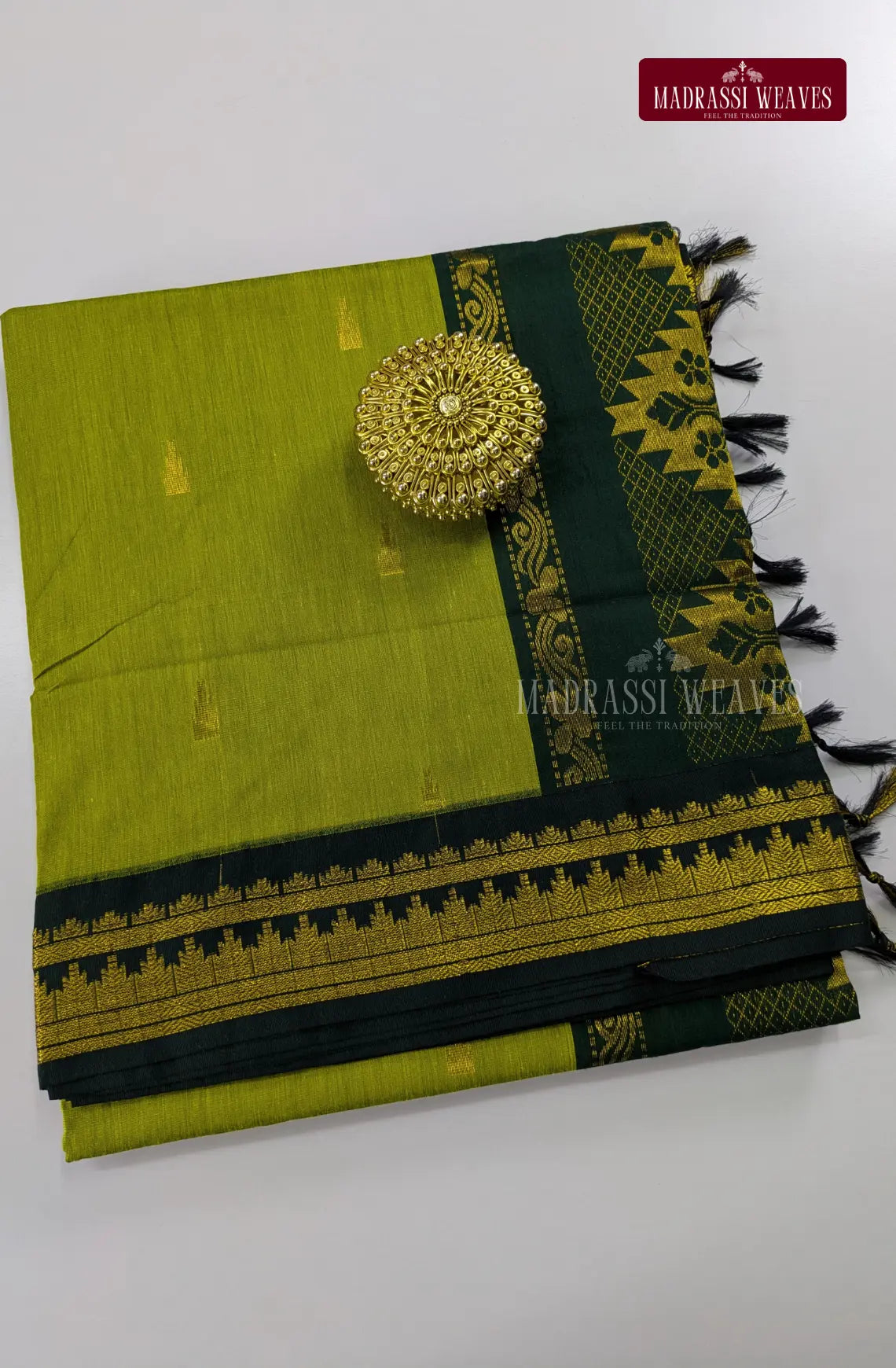 Premium Kalyani Gadwal Cotton Saree - Nature Green