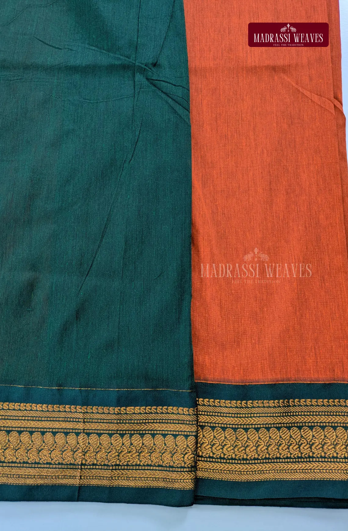Premium Kalyani Gadwal Cotton Saree - Orange