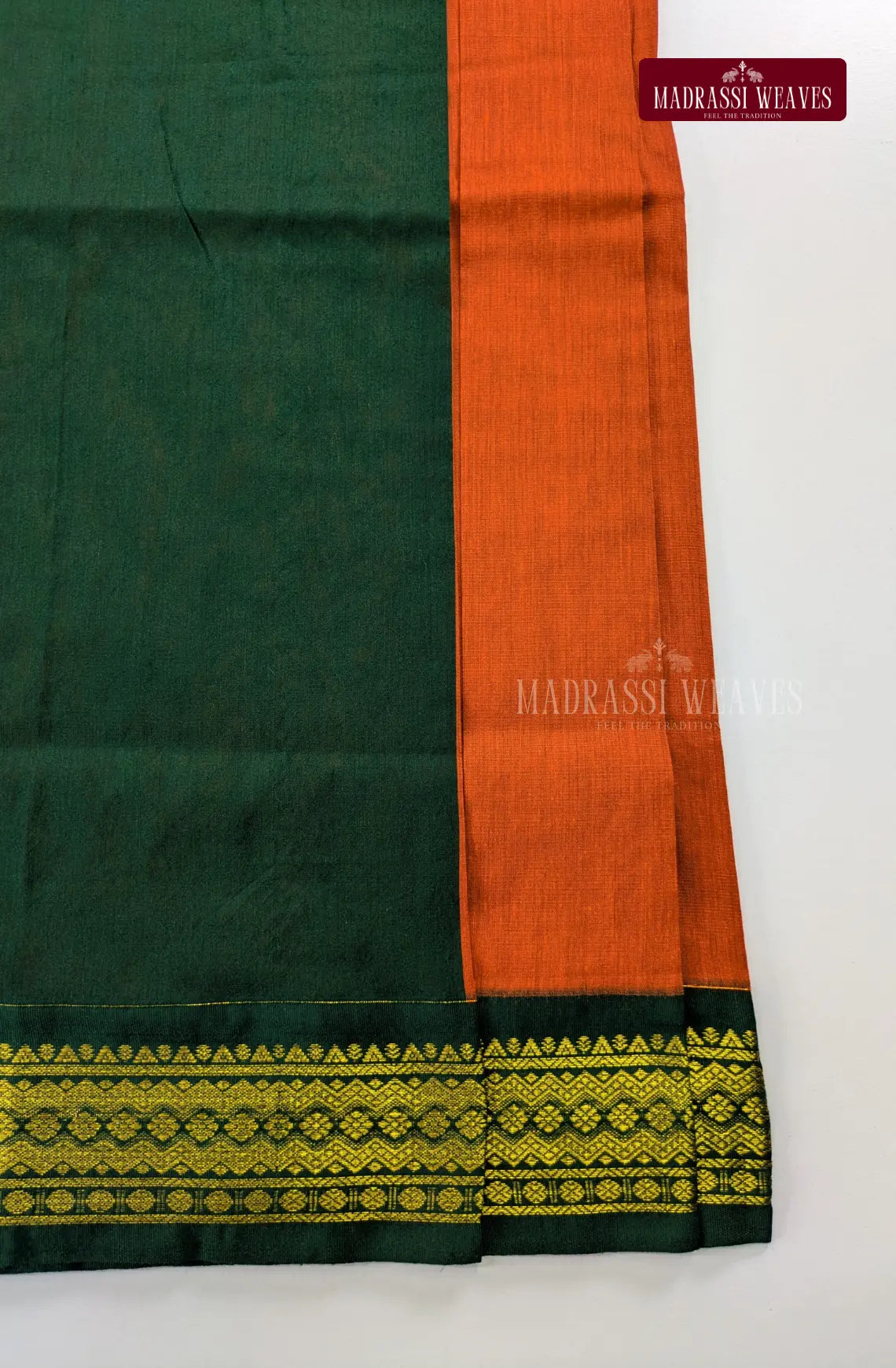 Premium Kalyani Gadwal Cotton Saree - Orange
