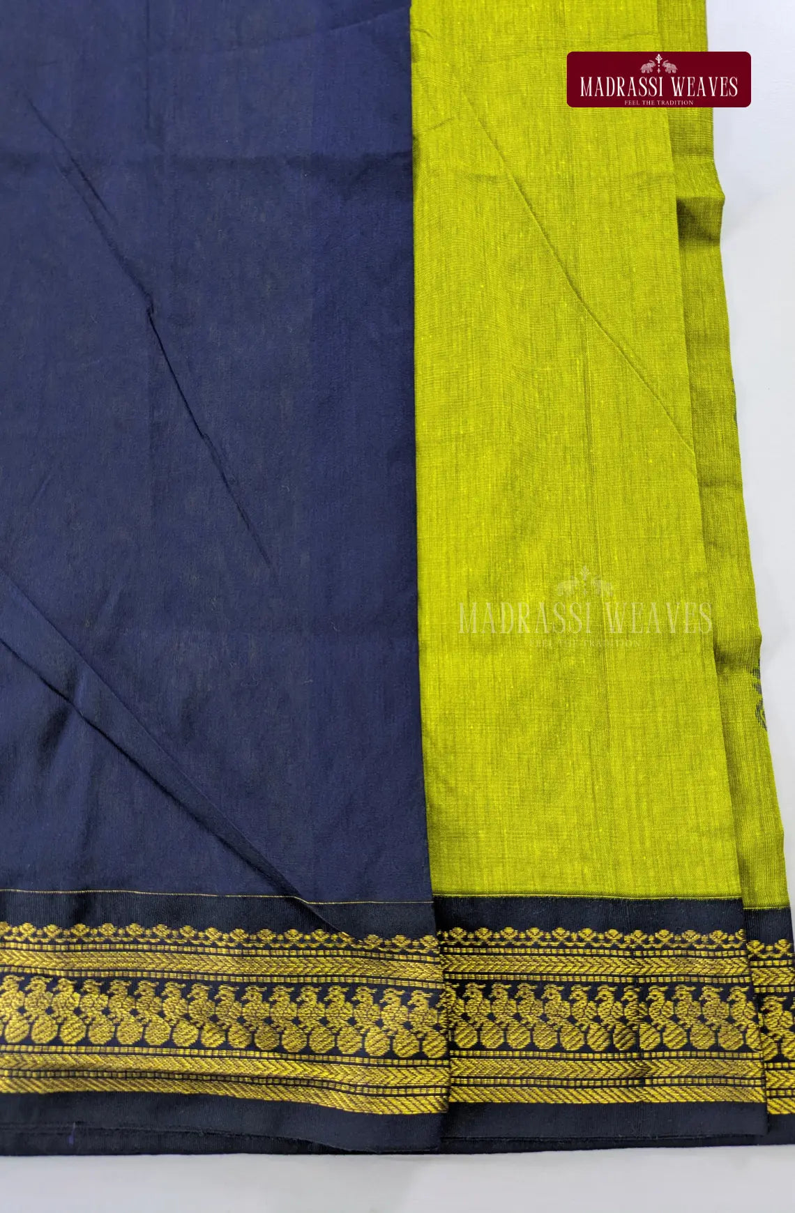 Premium Kalyani Gadwal Cotton Saree - Parrot Green