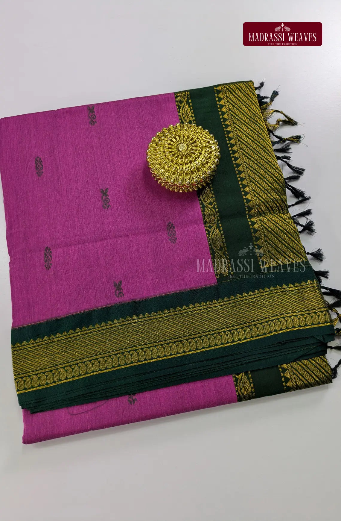 Premium Kalyani Gadwal Cotton Saree - Petal Pink