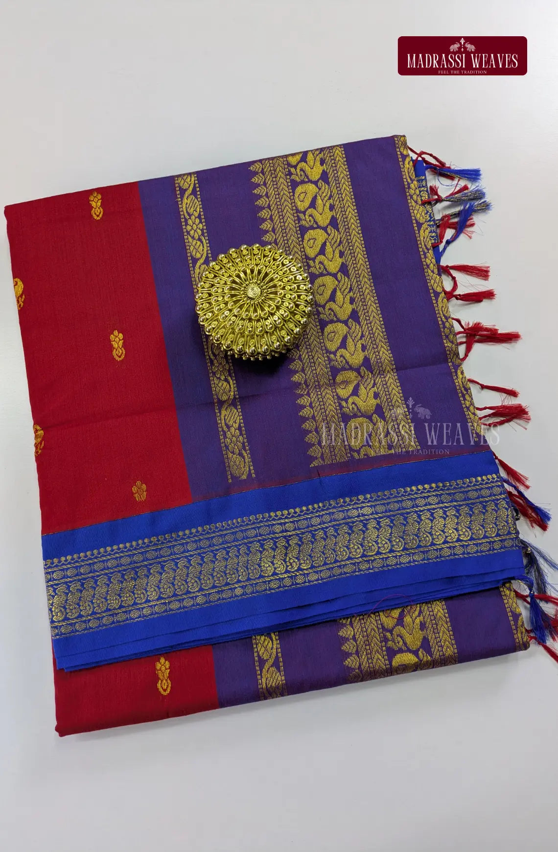 Premium Kalyani Gadwal Cotton Saree - Red