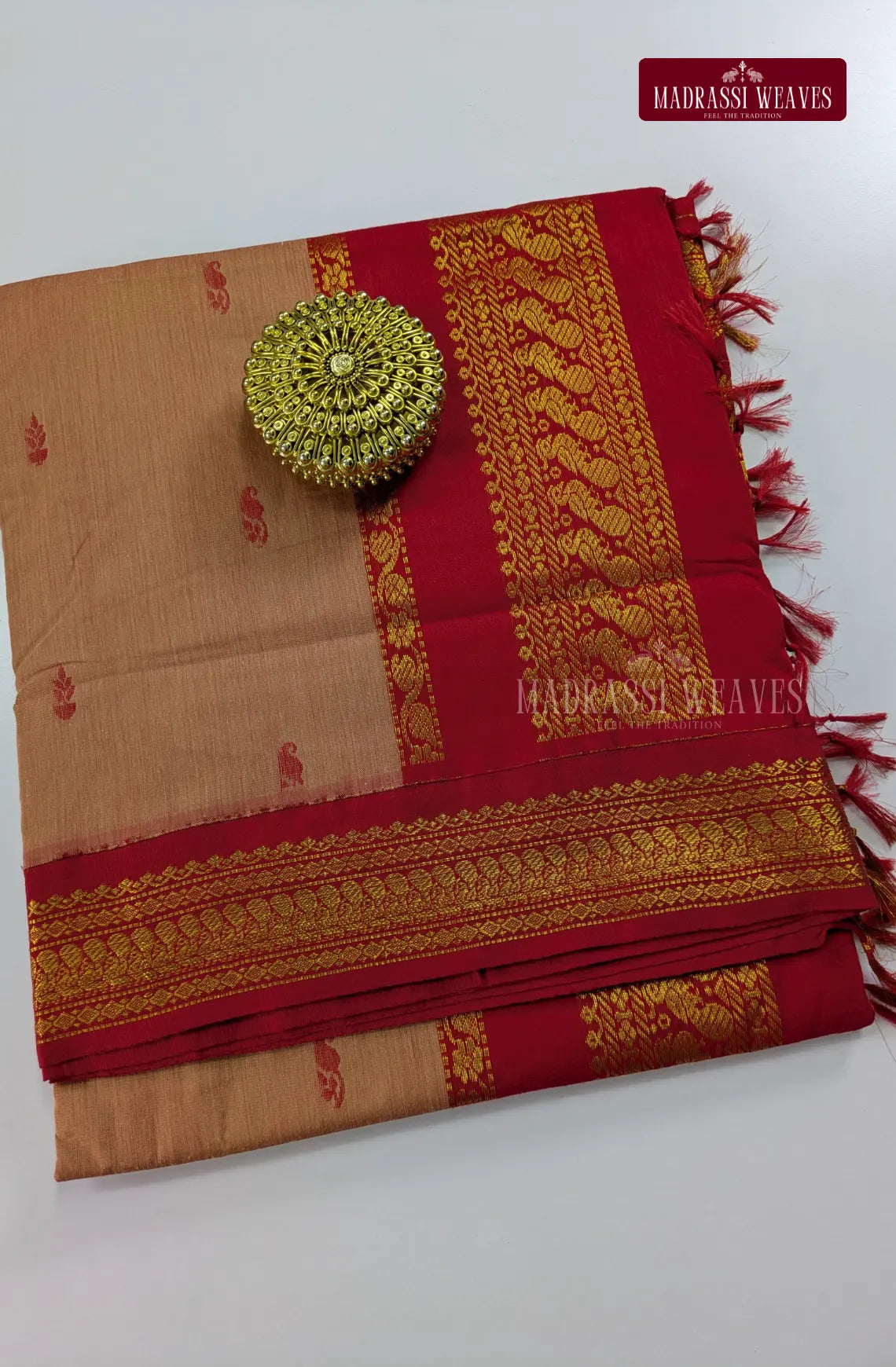 Premium Kalyani Gadwal Cotton Saree - Sandal