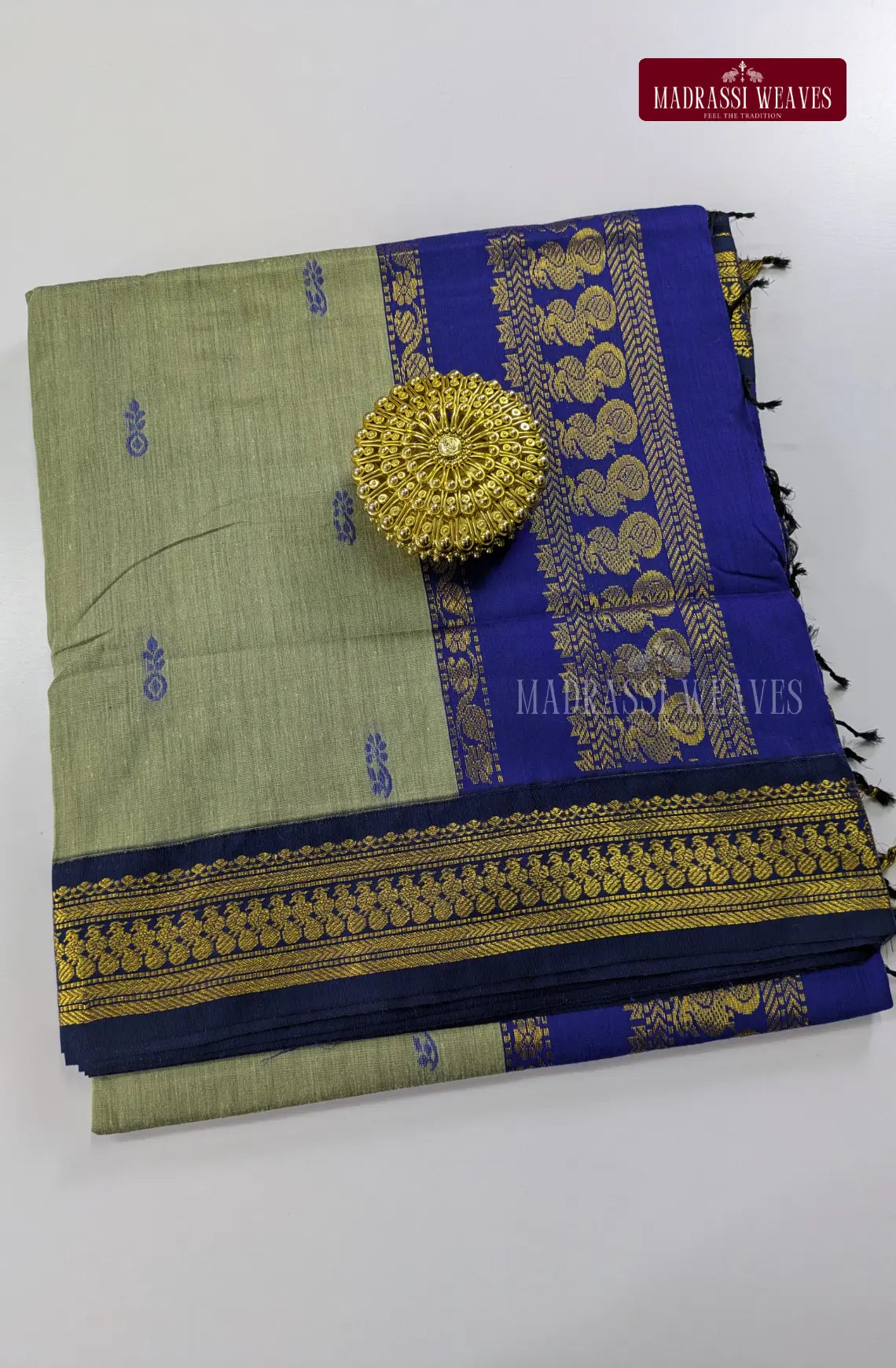 Premium Kalyani Gadwal Cotton Saree - Whitish Grey