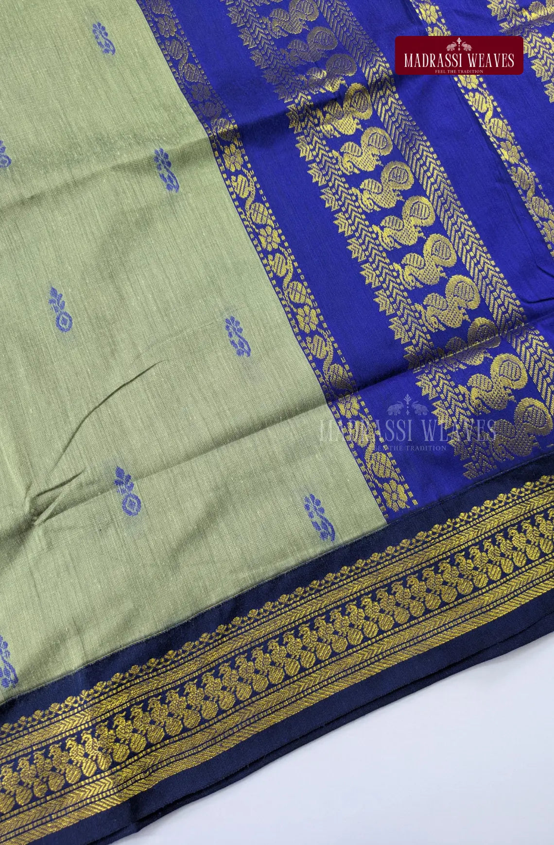 Premium Kalyani Gadwal Cotton Saree - Whitish Grey