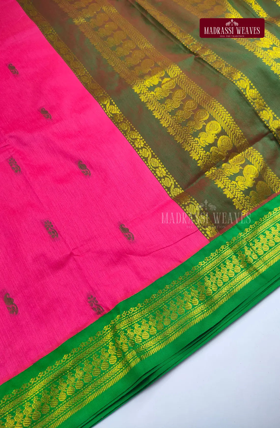 Premium Kalyani Gadwal Cotton Saree with Buta Work - Rose