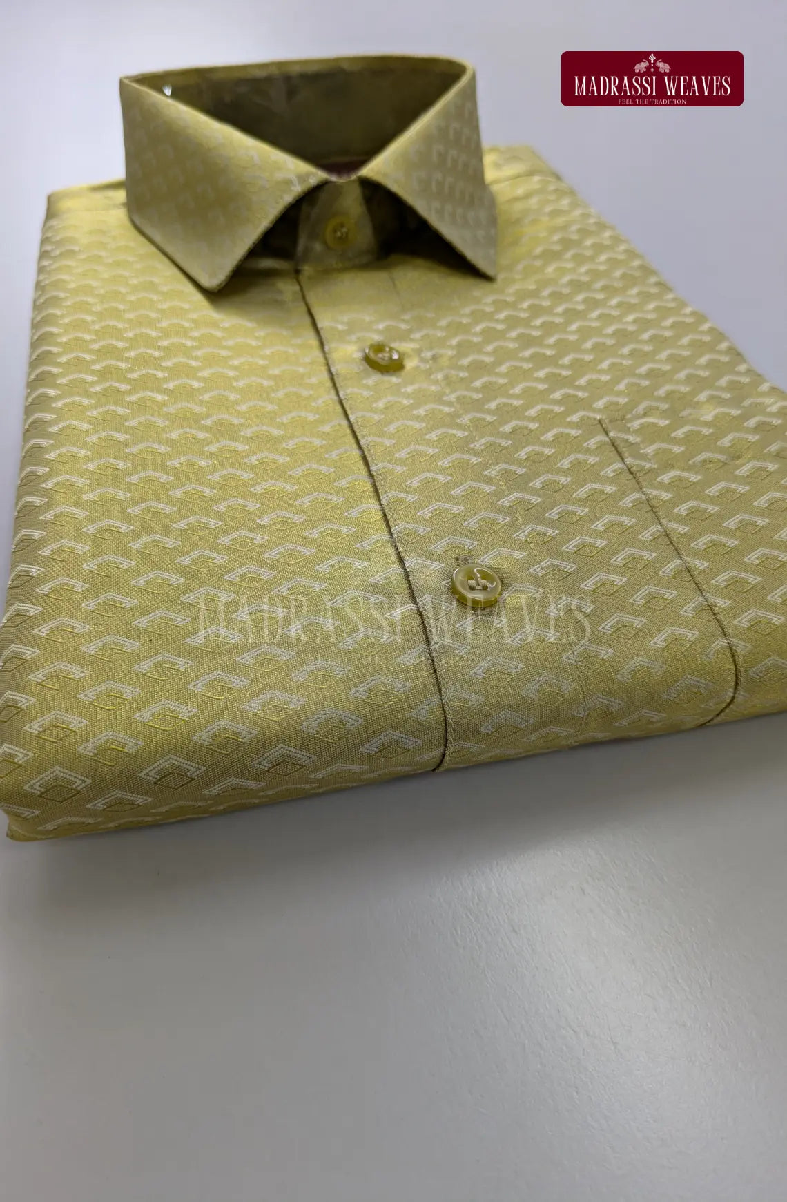 Premium Men's Wedding Tissue Silk Dhoti Set - Gold 1