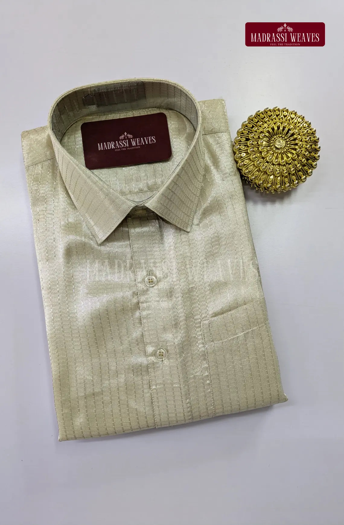 Premium Art Silk Tissue Dhoti Set - Ivory