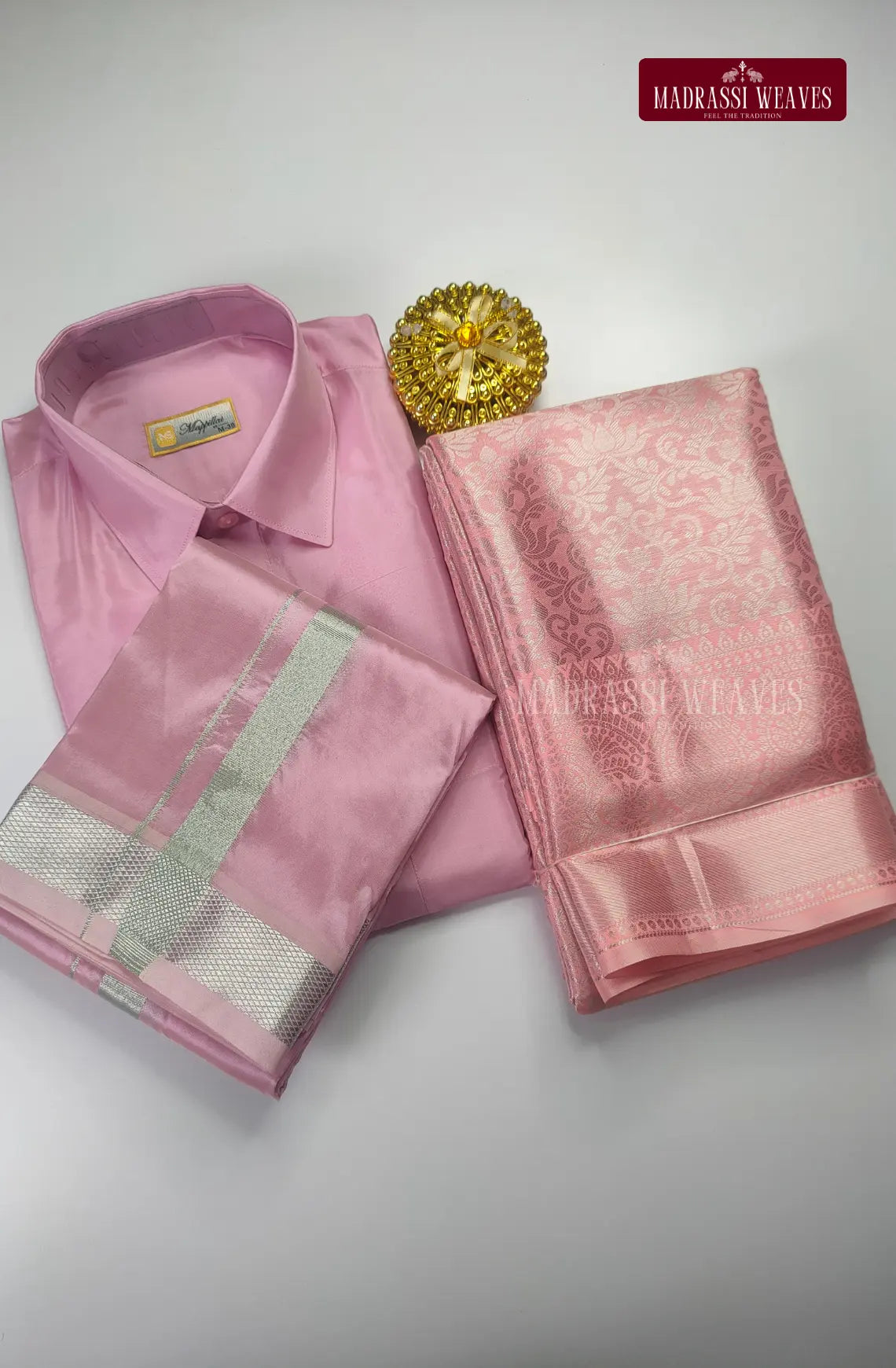 Premium Ethnic Wear Couple Combo Set - Pinky Rose