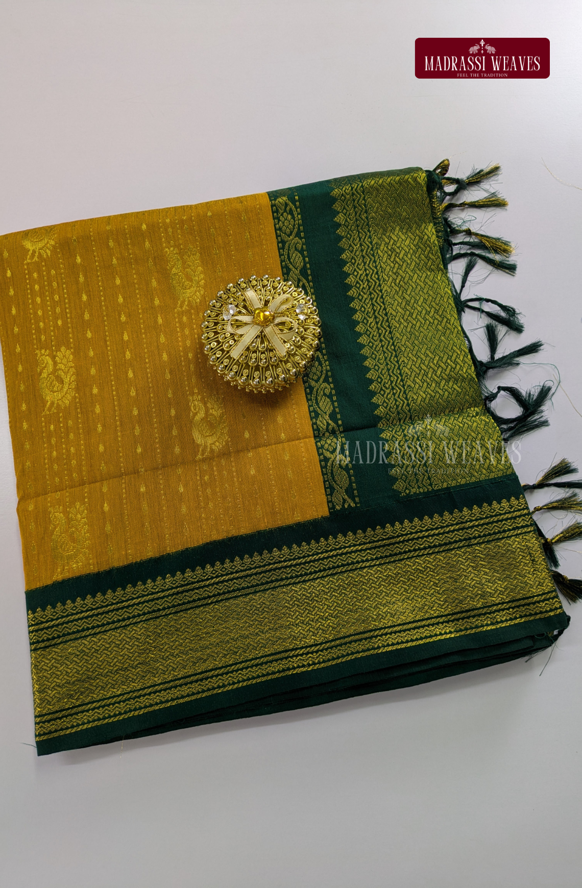 Premium Kalyani Gadwal Saree - Mustard
