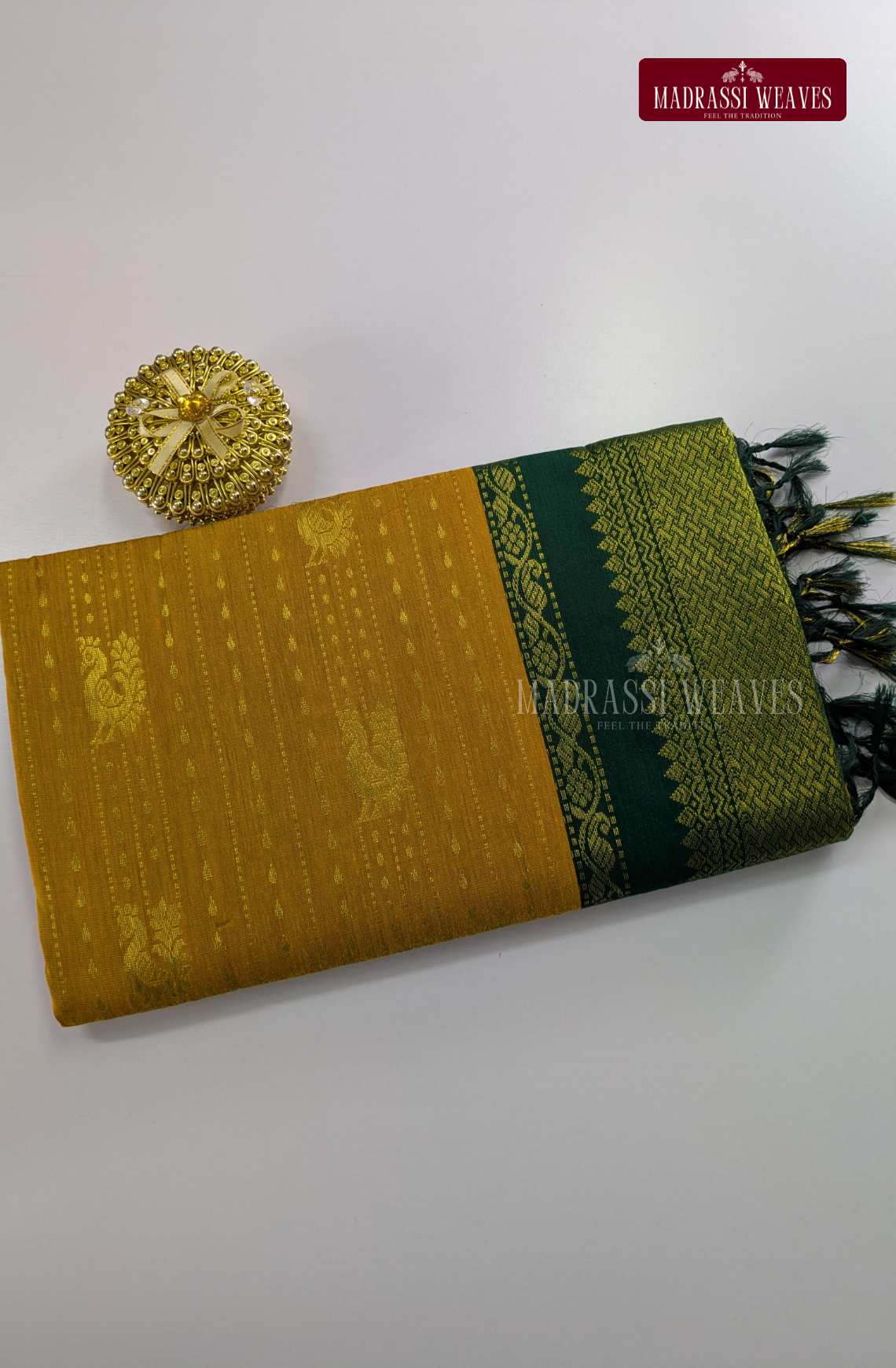 Premium Kalyani Gadwal Saree - Mustard