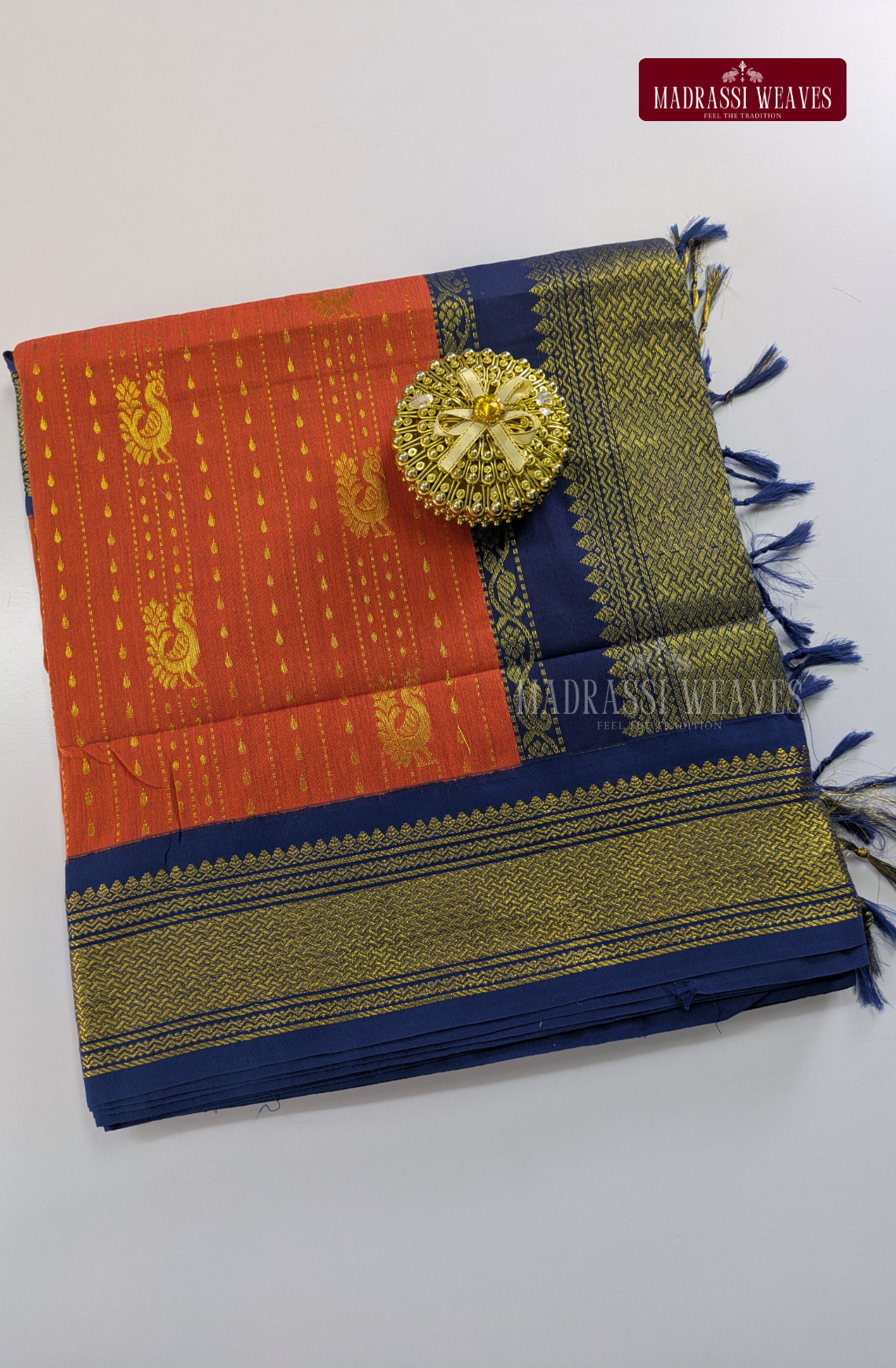 Premium Kalyani Gadwal Saree - Orange