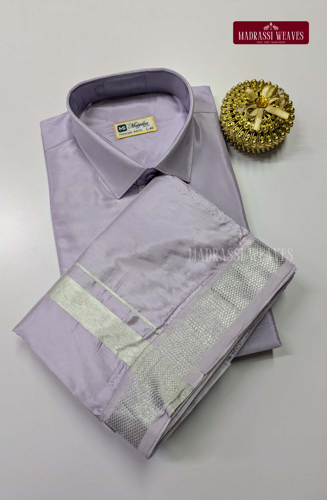 Premium Japan Silk Dhoti Set - Lavender