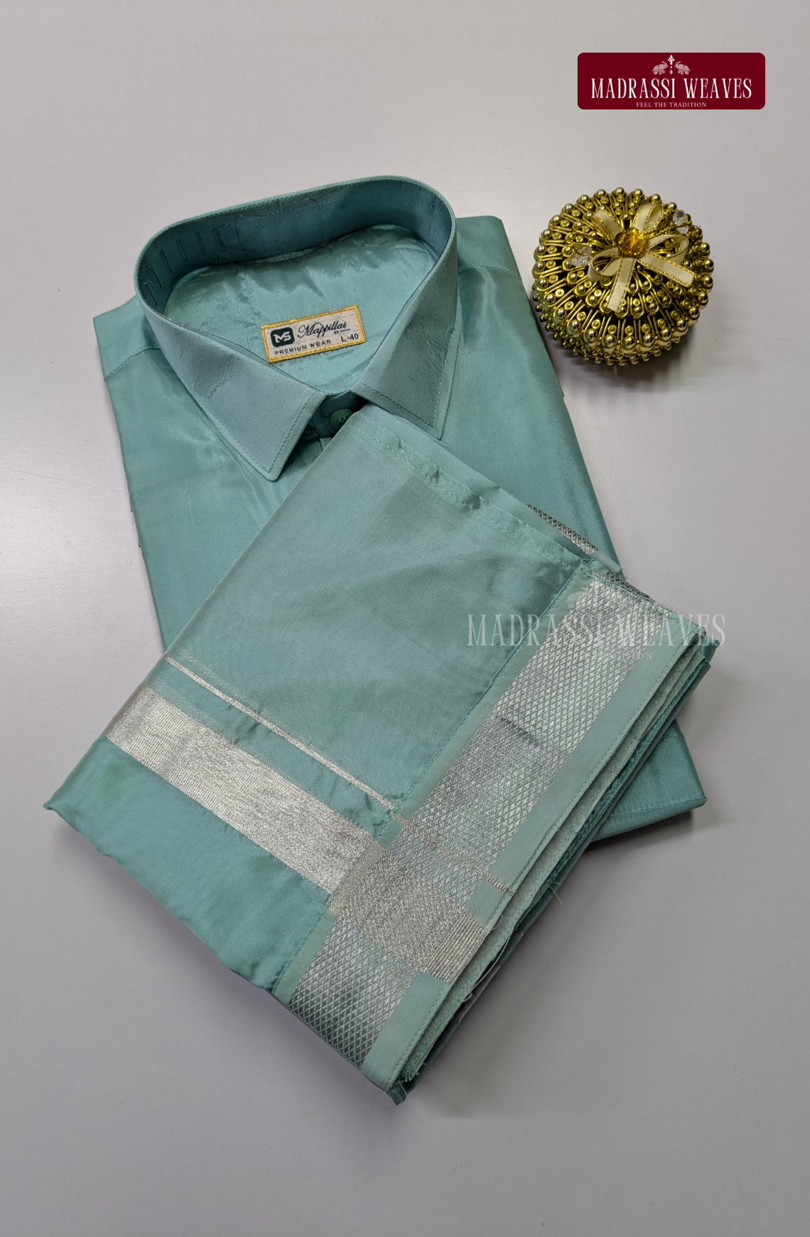 Premium Japan Silk Dhoti Set - Pastel Rama