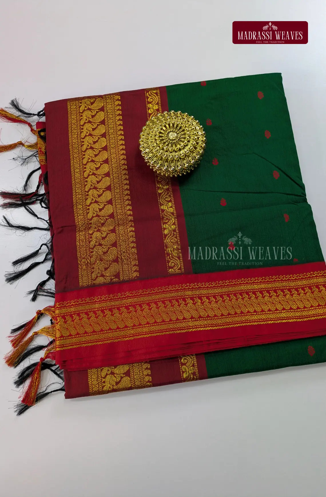 Premium Kalyani Gadwal Cotton Saree - Green