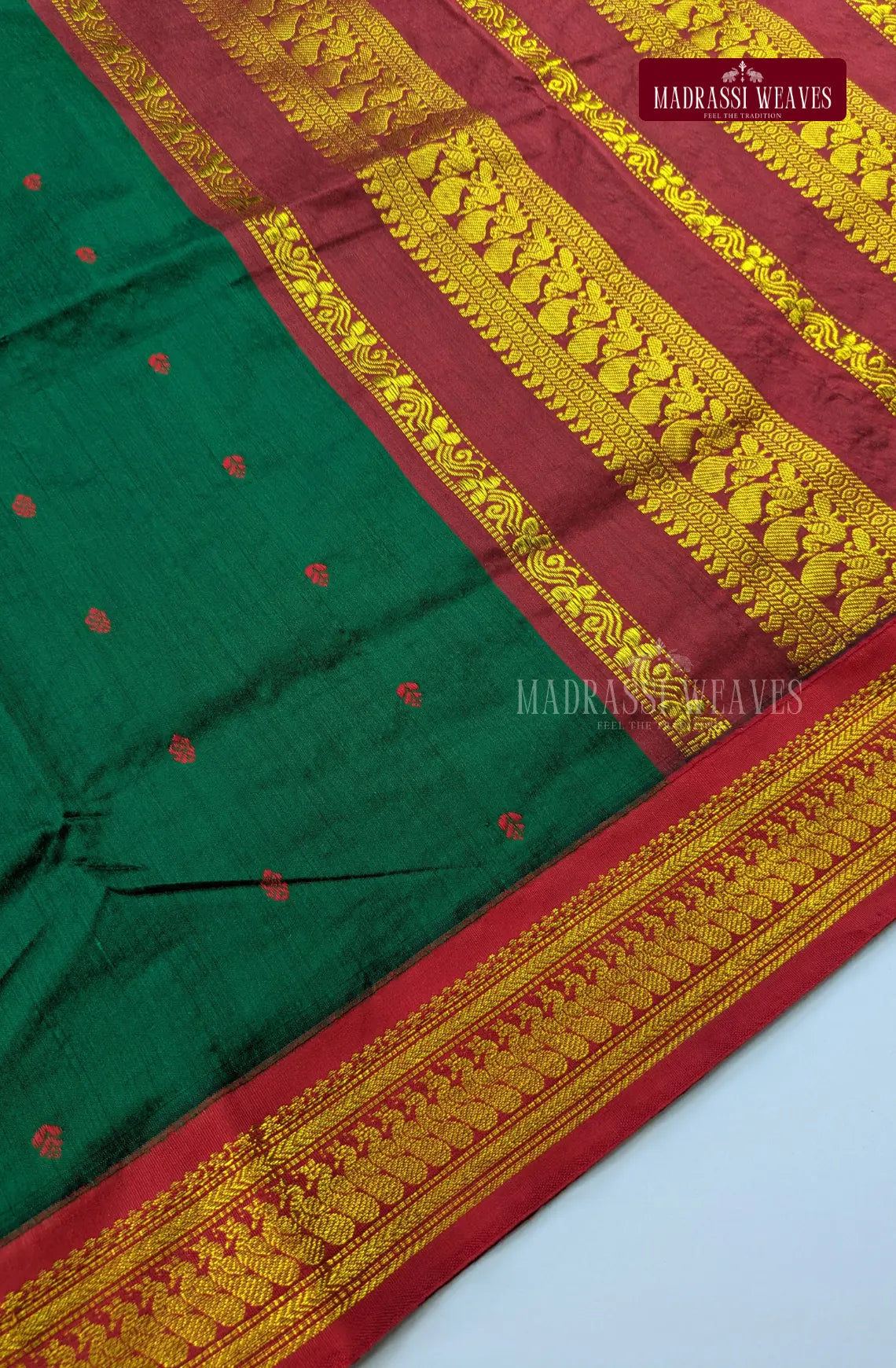 Premium Kalyani Gadwal Cotton Saree - Green