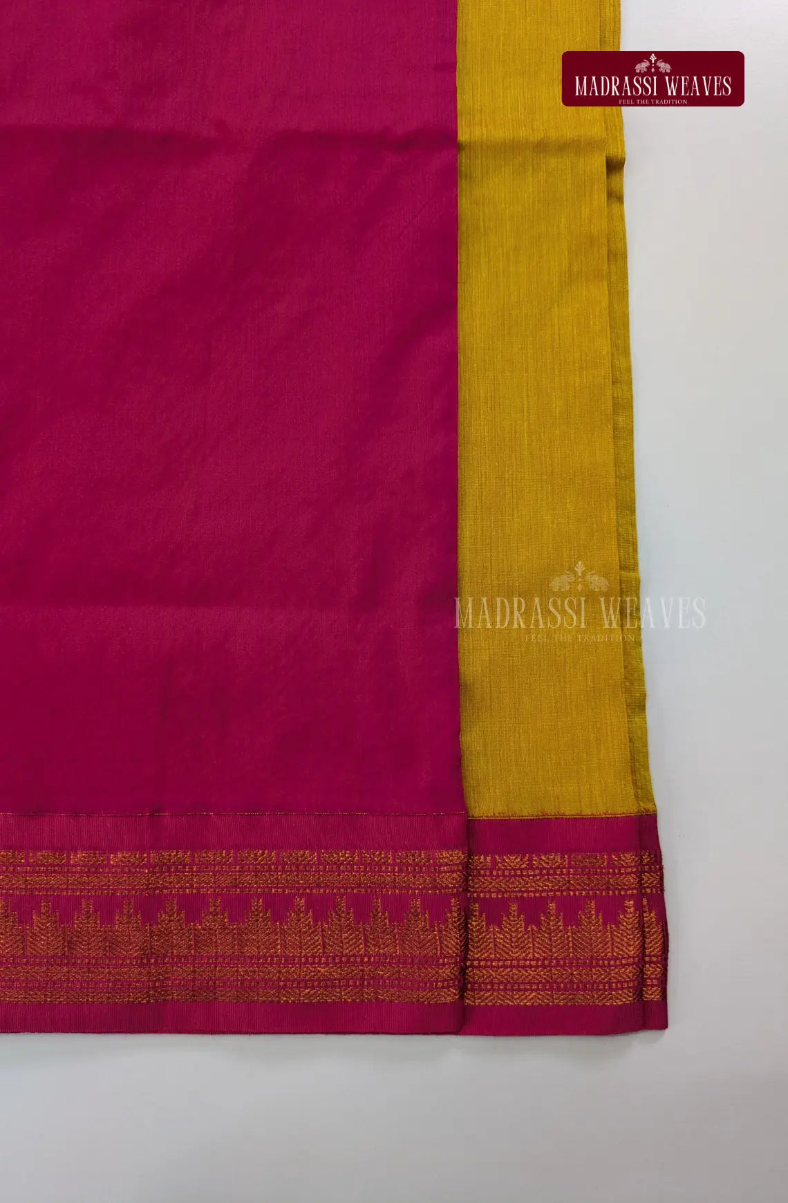 Premium Kalyani Gadwal Cotton Saree - Mustard Yellow
