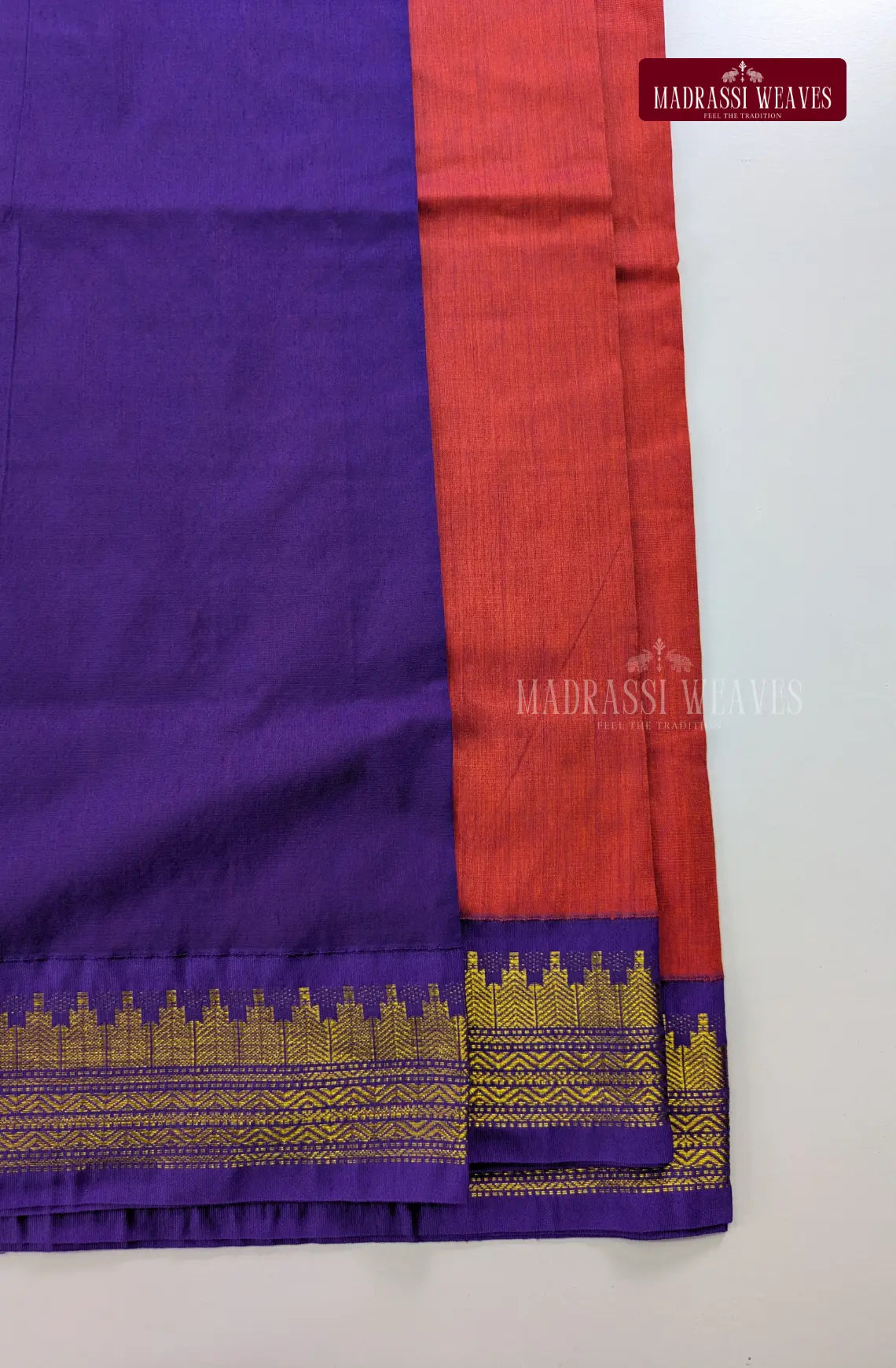 Premium Kalyani Gadwal Cotton Saree - Pinkish Orange
