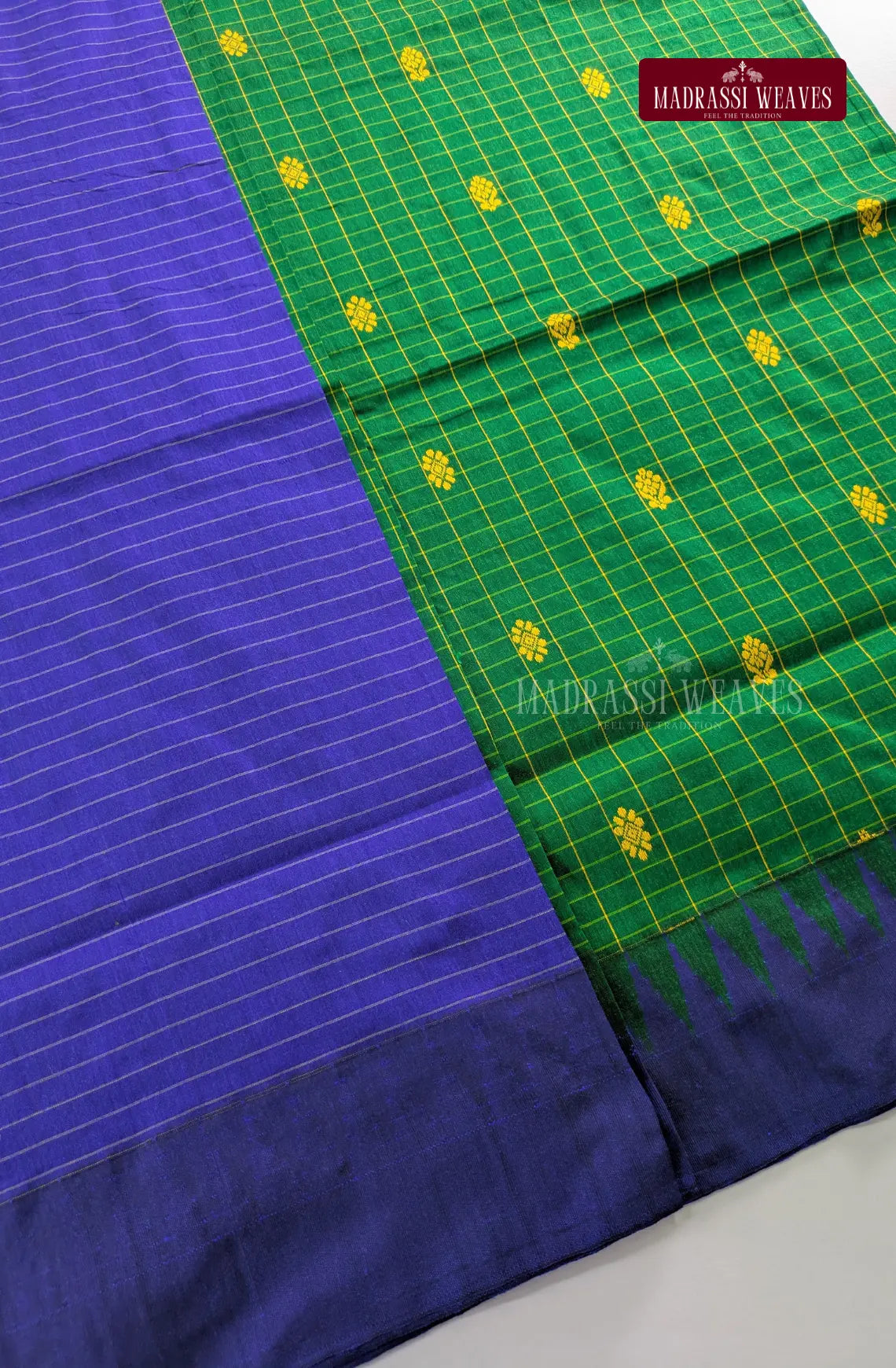 Premium Kalyani Kattam Thread Butta Sarees - Green