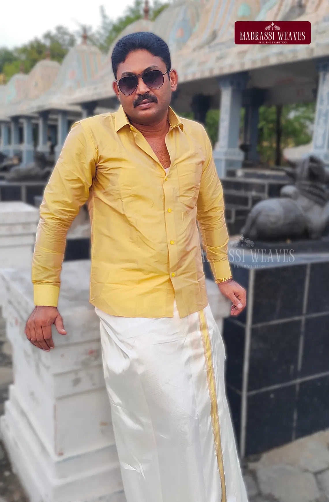 Premium Silk Dhoti Set with Colour Zari - Jari Gold