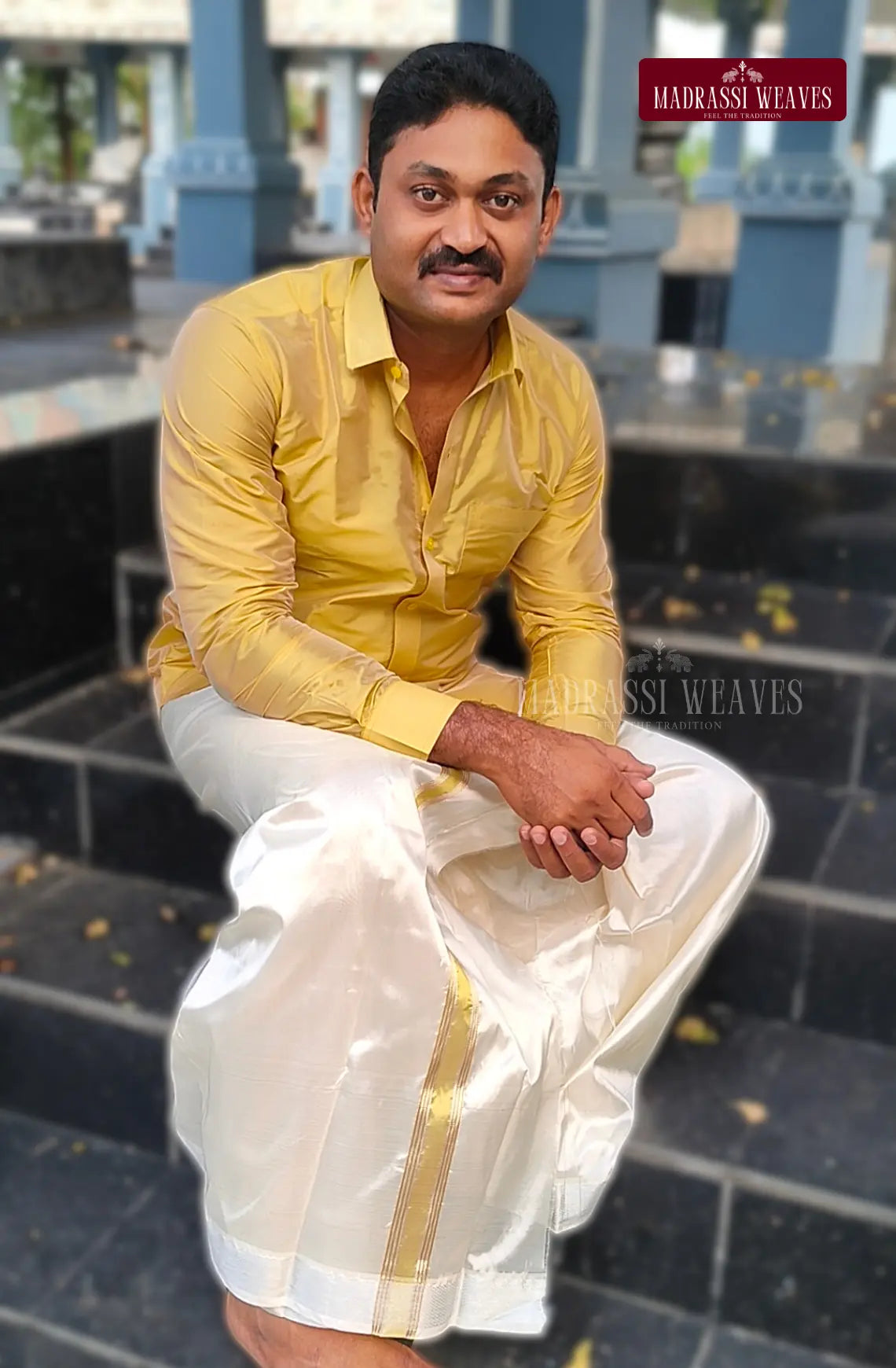 Premium Silk Dhoti Set with Colour Zari - Jari Gold