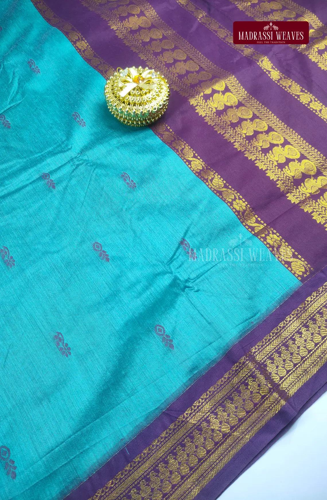 Premium kalyani Gadwal Cotton Sarees - Ocean Blue