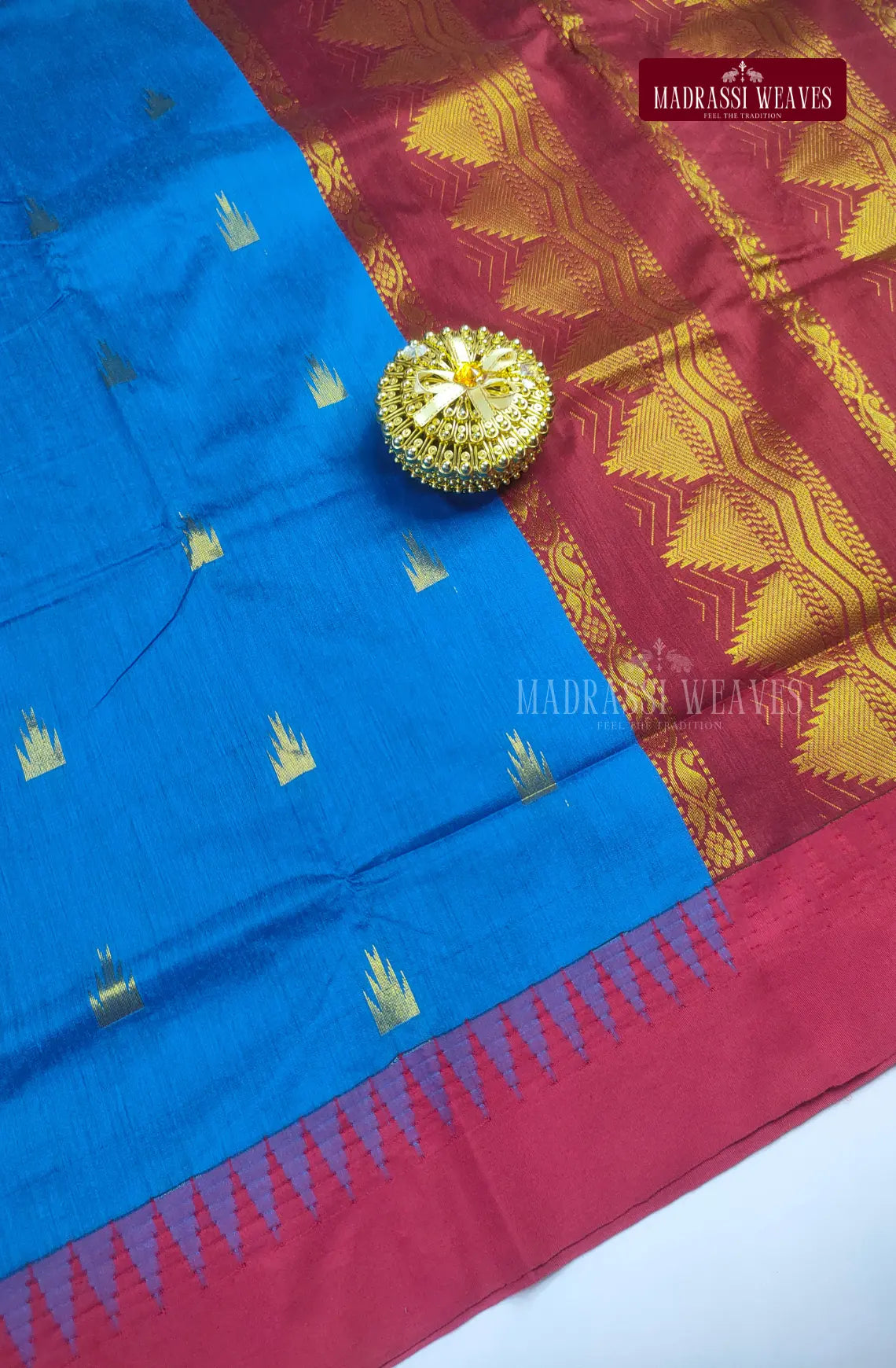 Premium kalyani Gadwal Cotton Sarees - Rama Blue