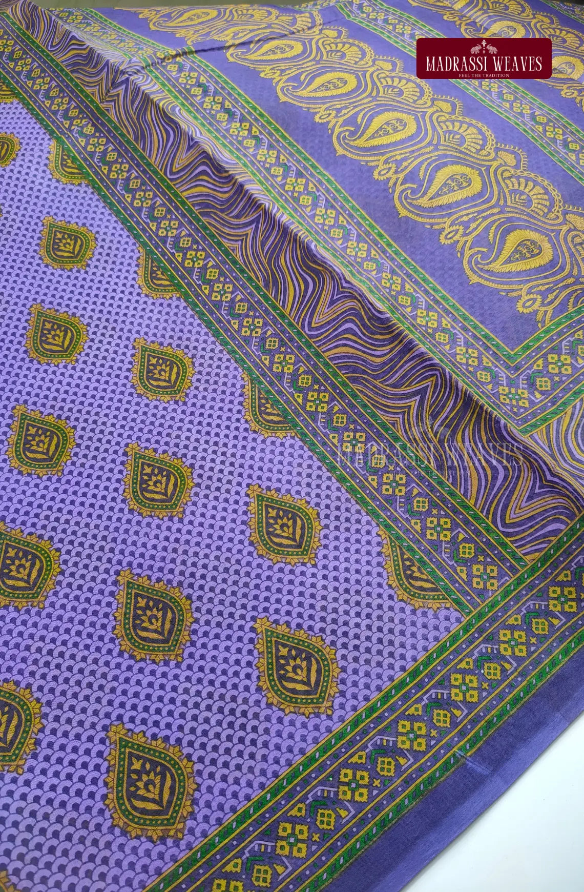 Pure Cotton With Trendy Print Saree - Dark Lavender
