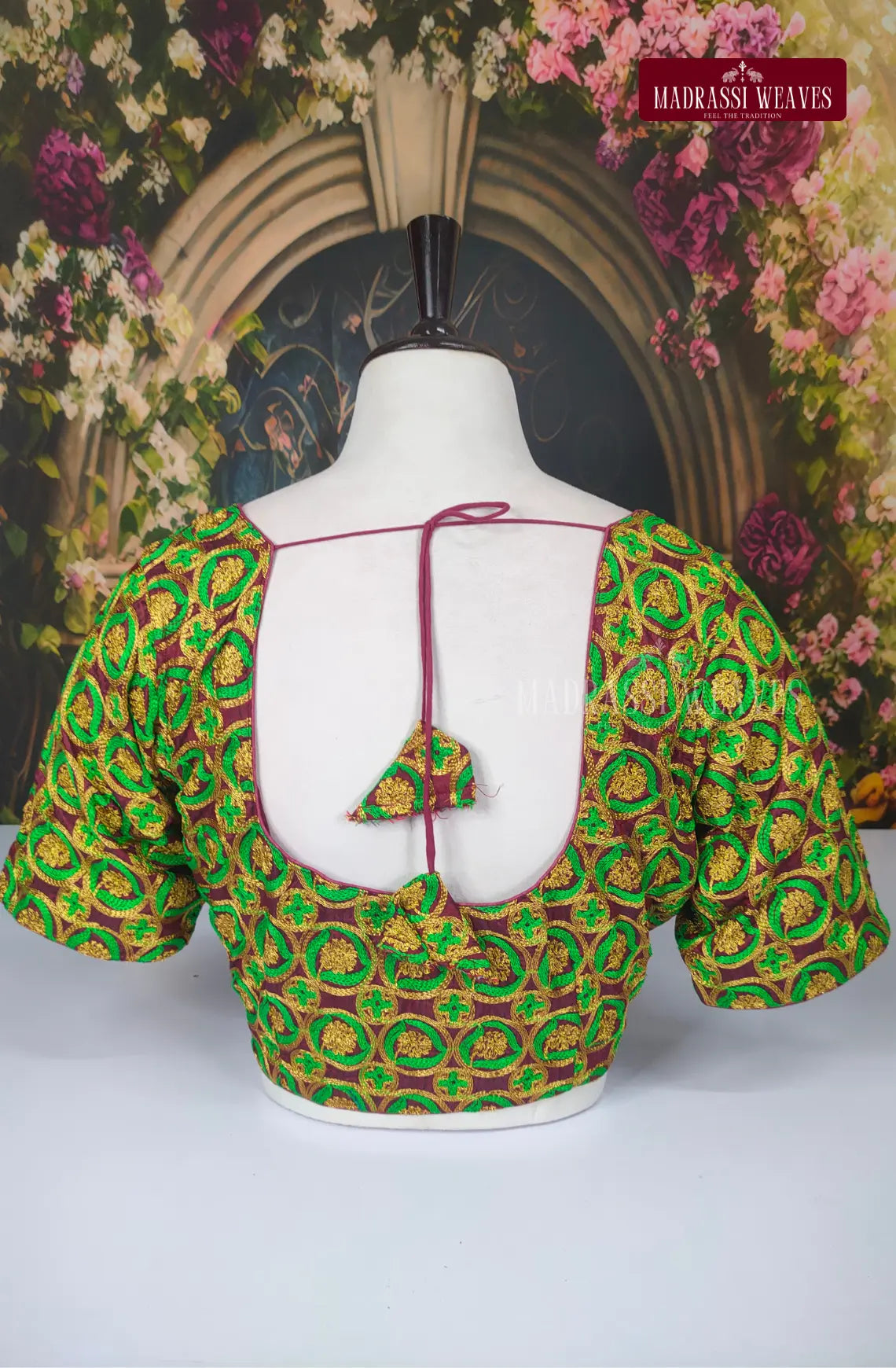 Readymade Adjustable Embroidered Blouse - Parrot Green