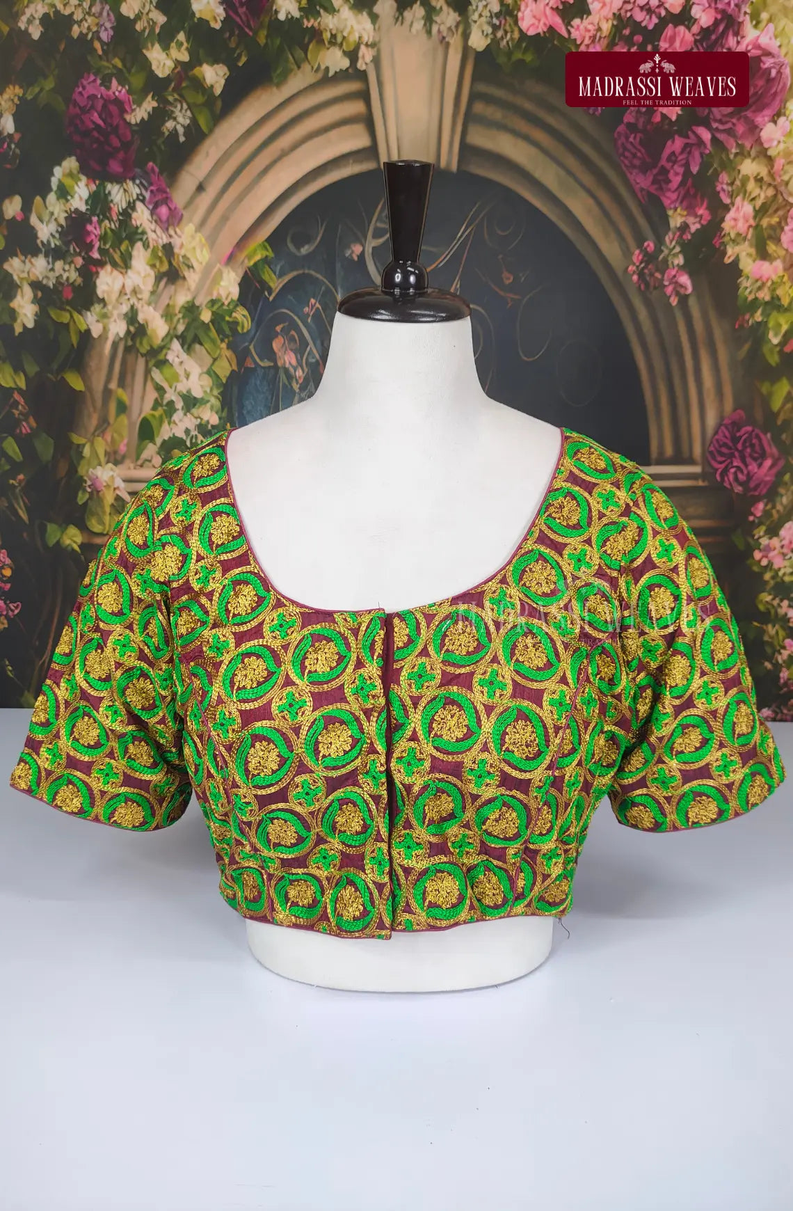 Readymade Adjustable Embroidered Blouse - Parrot Green