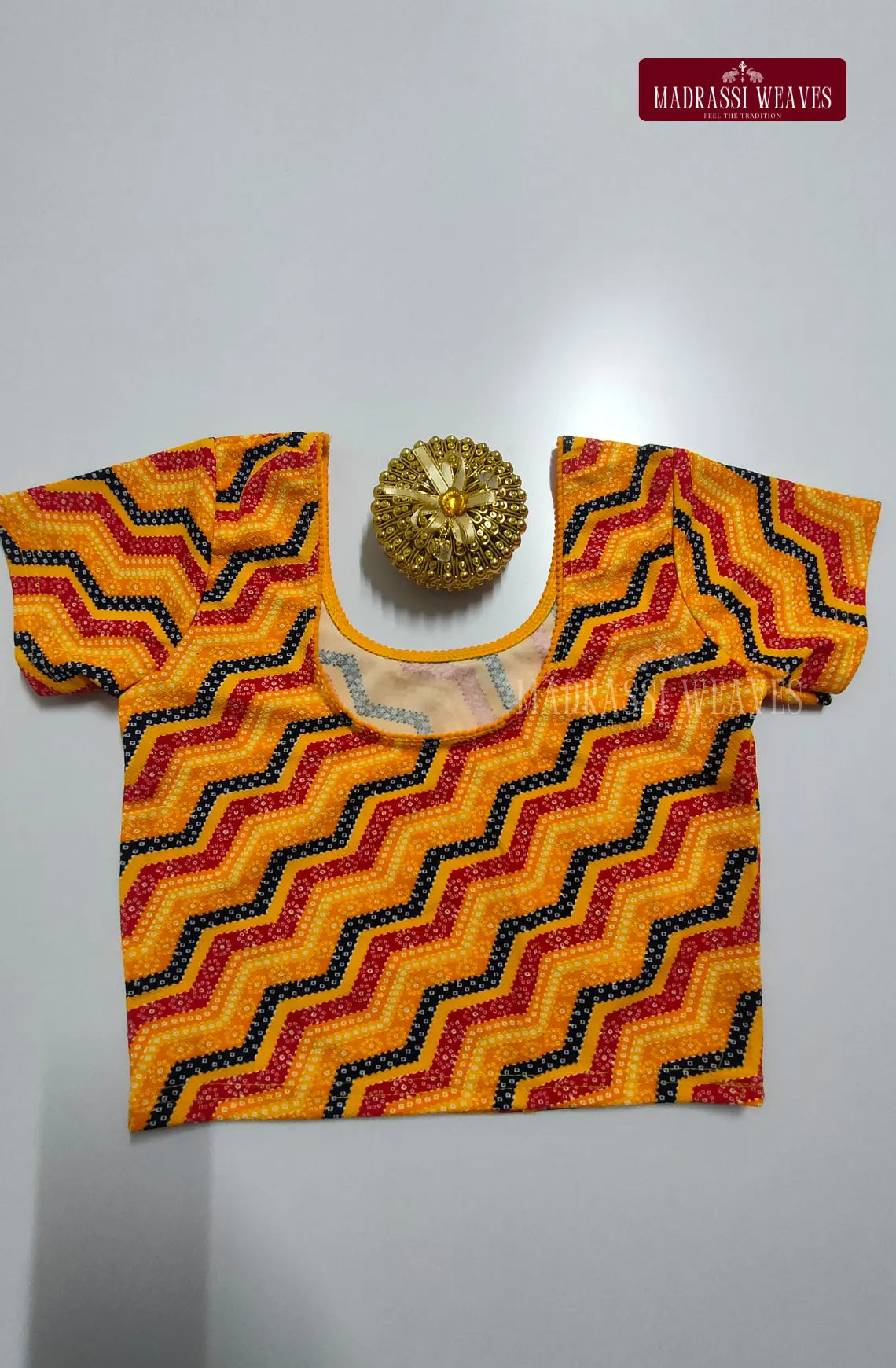 Readymade Stretchable Blouse - Mango Yellow