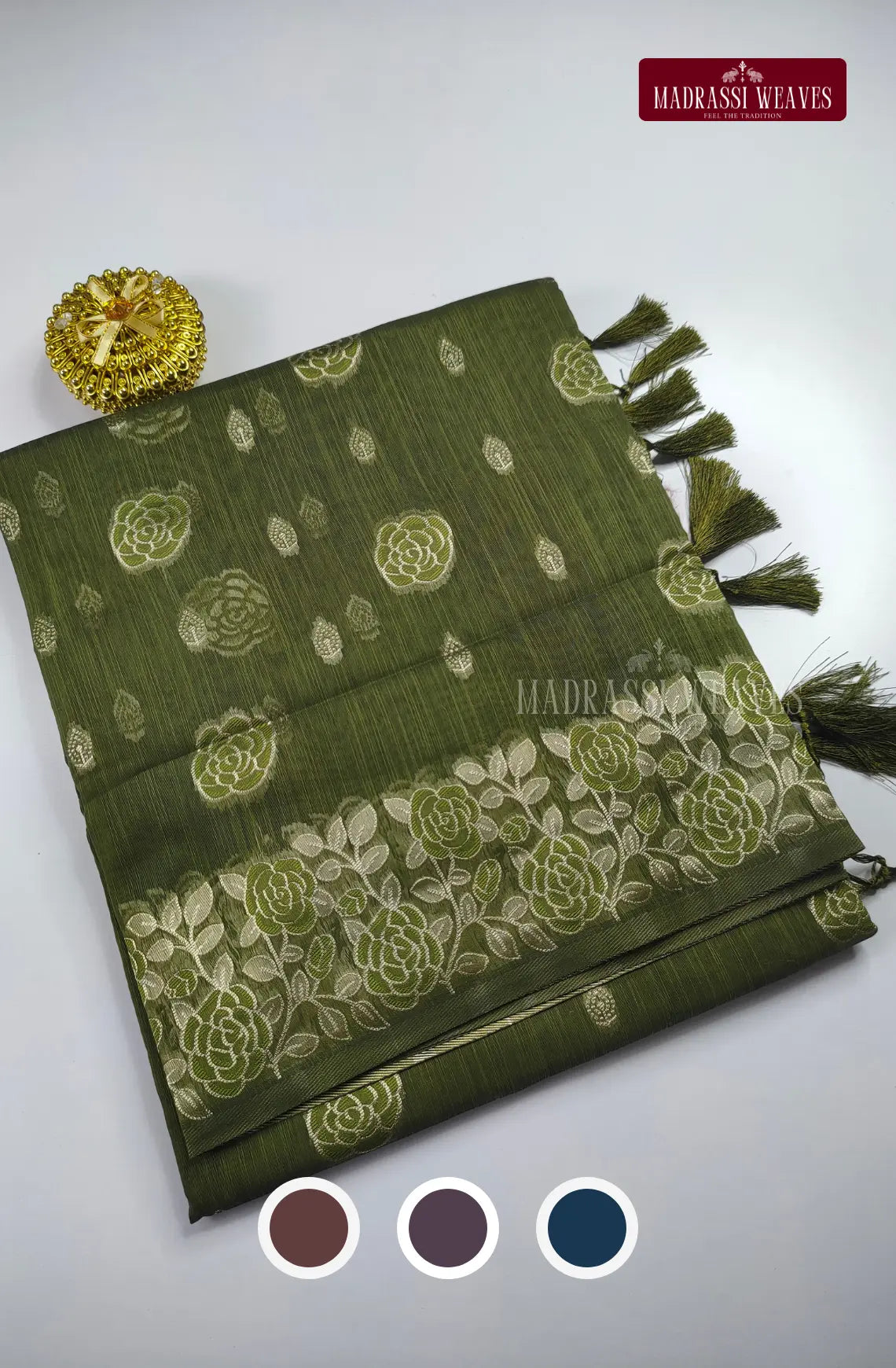 Silver Zari Woven Cotton Blend Saree