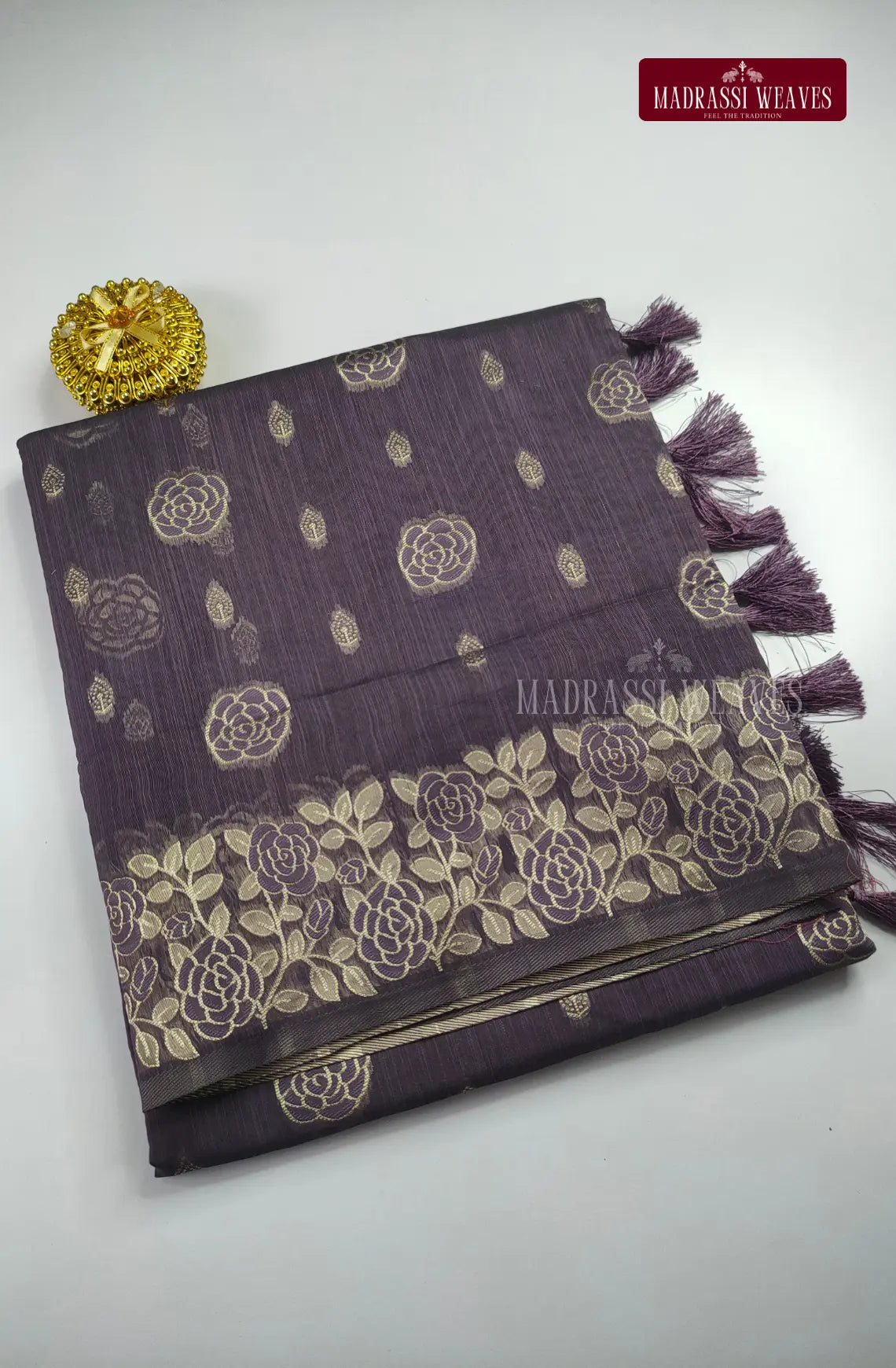 Silver Zari Woven Cotton Blend Saree