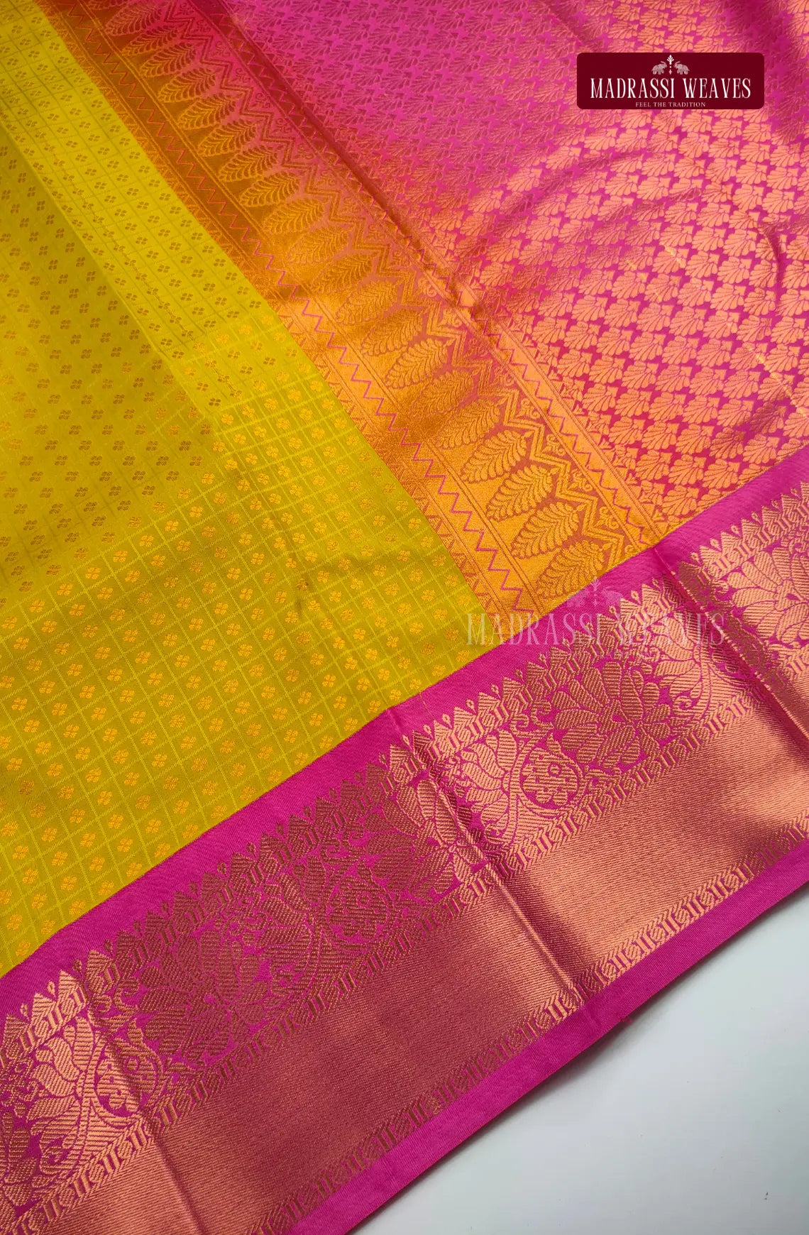 Traditional Ethnic Butta Kanchi Semi Silk Saree - Mustard