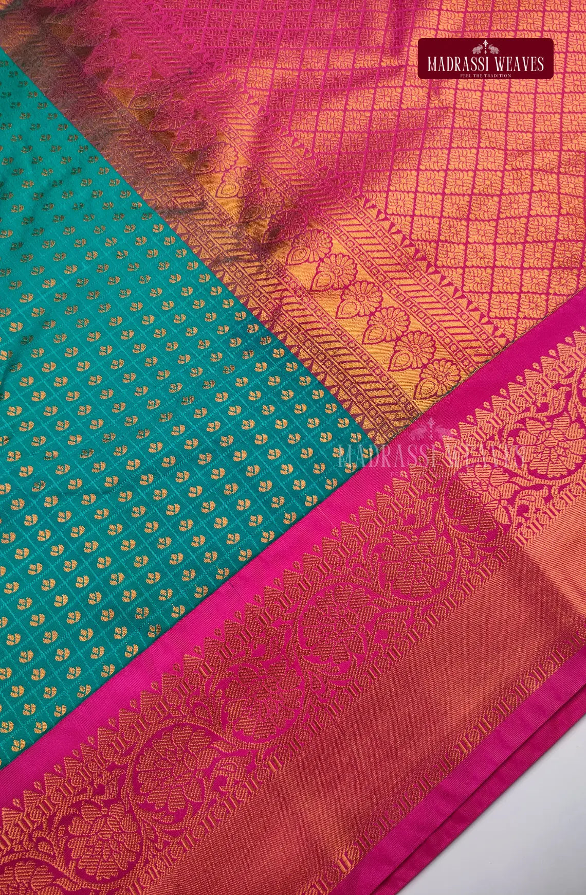 Traditional Ethnic Butta Kanchi Semi Silk Saree - Rama