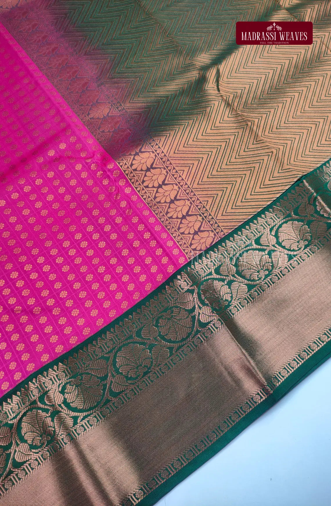 Traditional Ethnic Butta Kanchi Semi Silk Saree - Rani