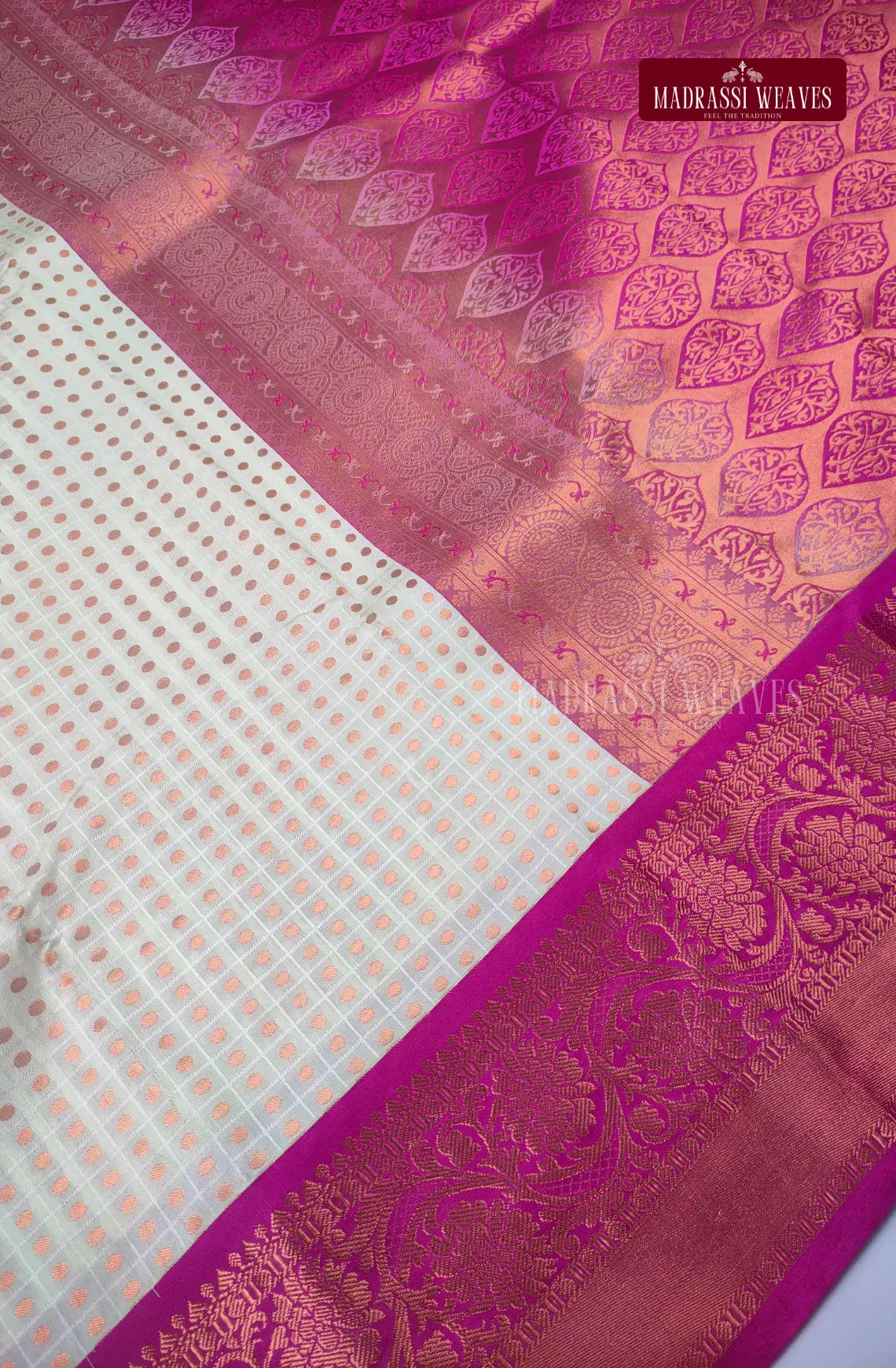 Traditional Ethnic Butta Kanchi Semi Silk Saree - White