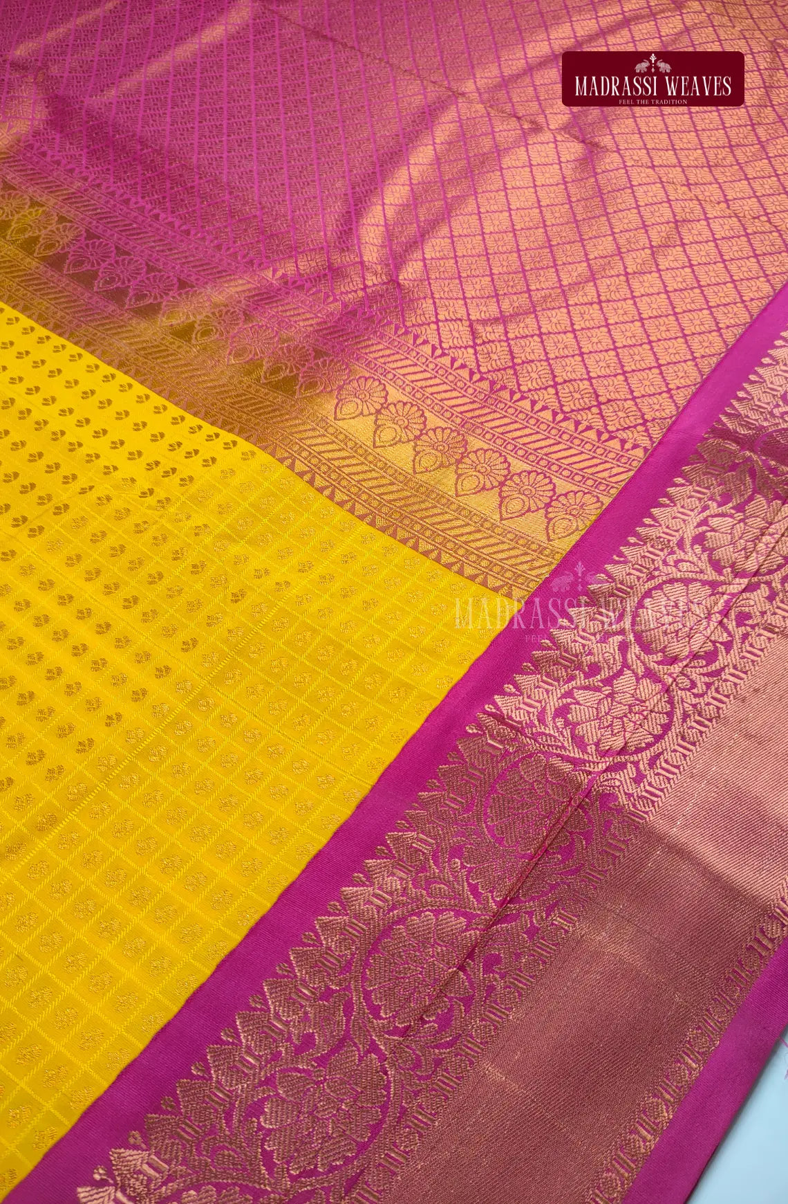 Traditional Ethnic Butta Kanchi Semi Silk Saree - Yellow