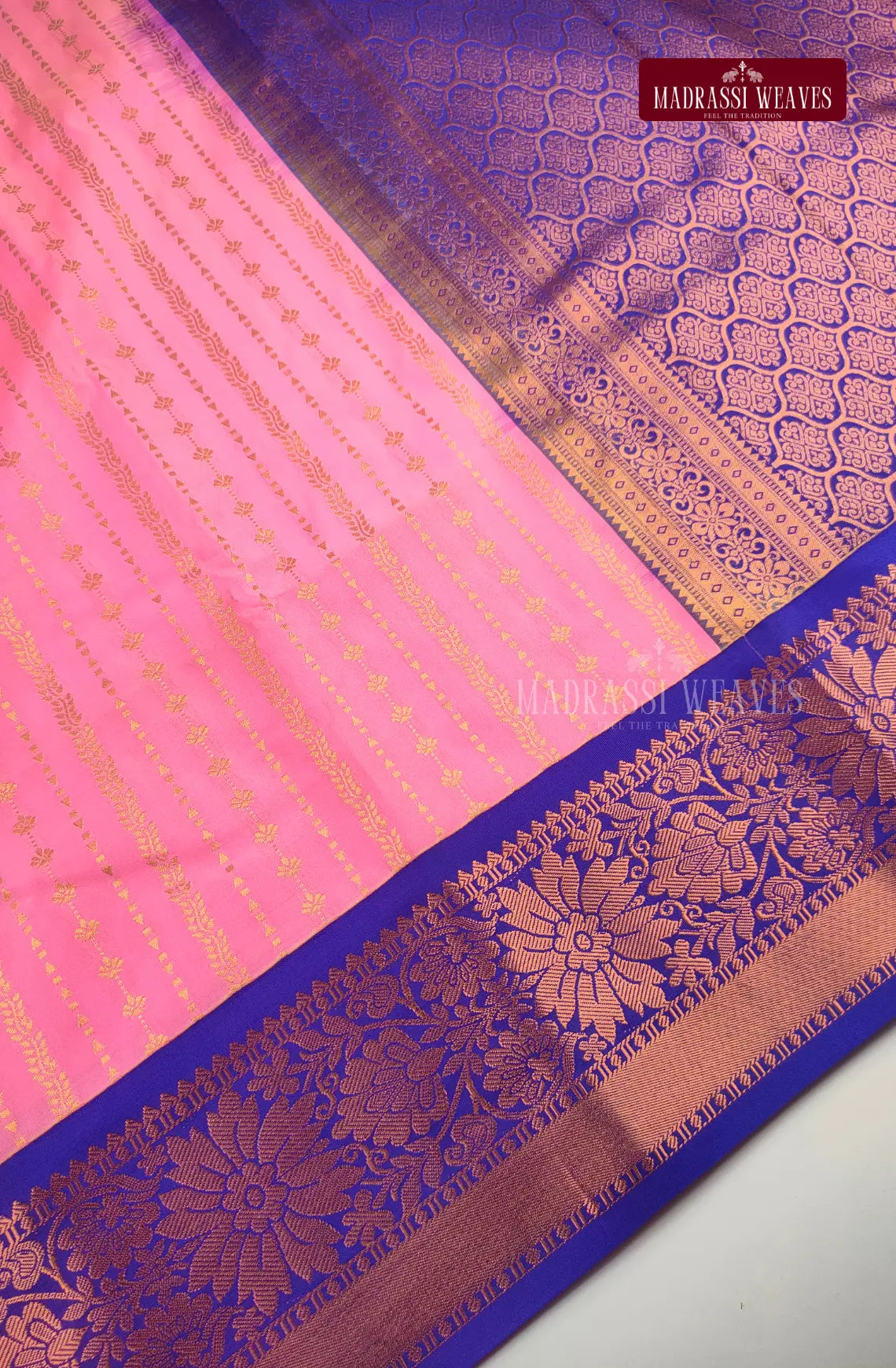 Traditional Kanchi Meena Work Semi Silk Saree - Baby Pink