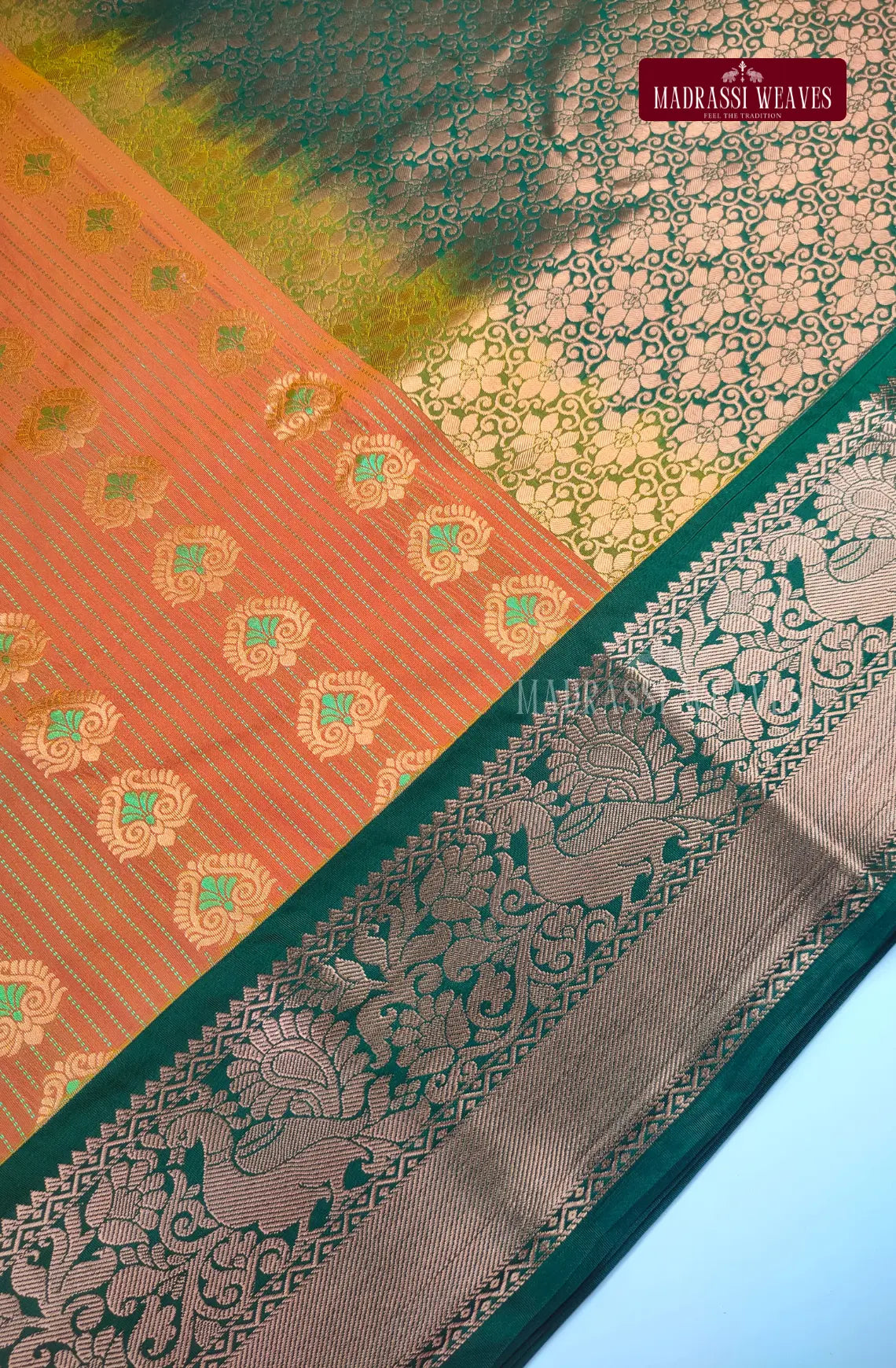 Traditional Kanchi Meena Work Semi Silk Saree - Gold
