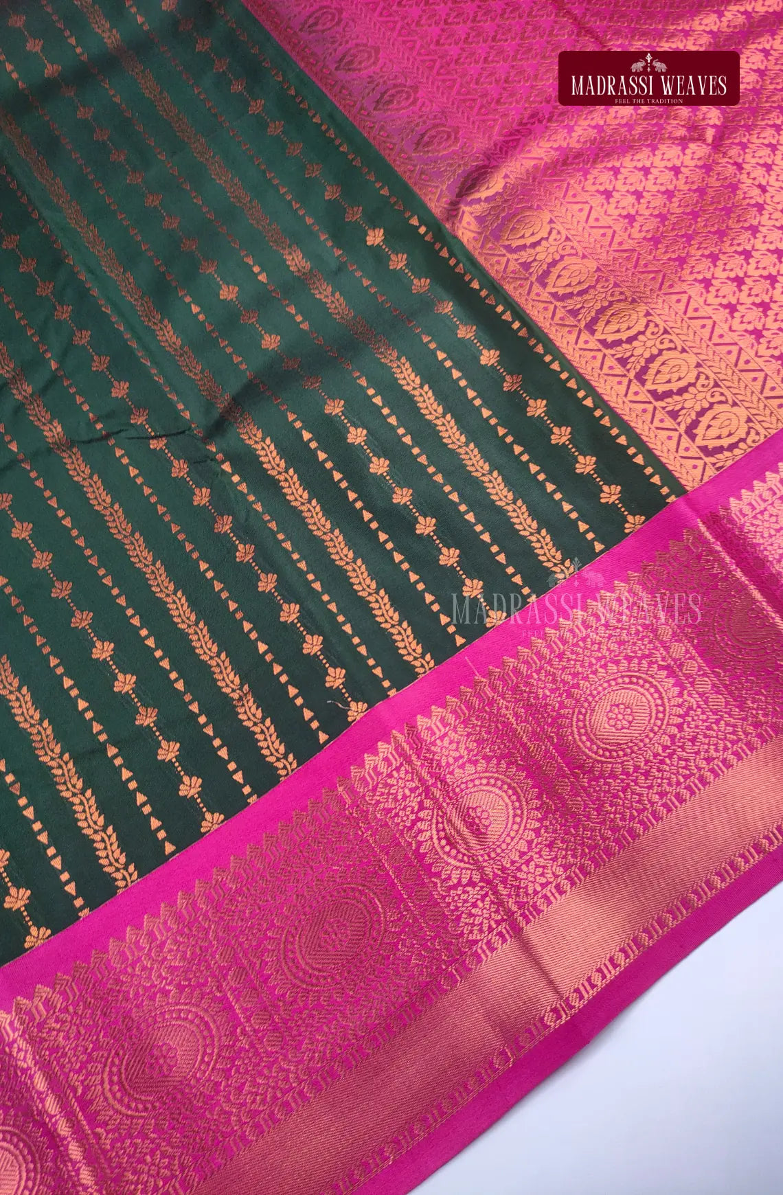 Traditional Kanchi Meena Work Semi Silk Saree - Green