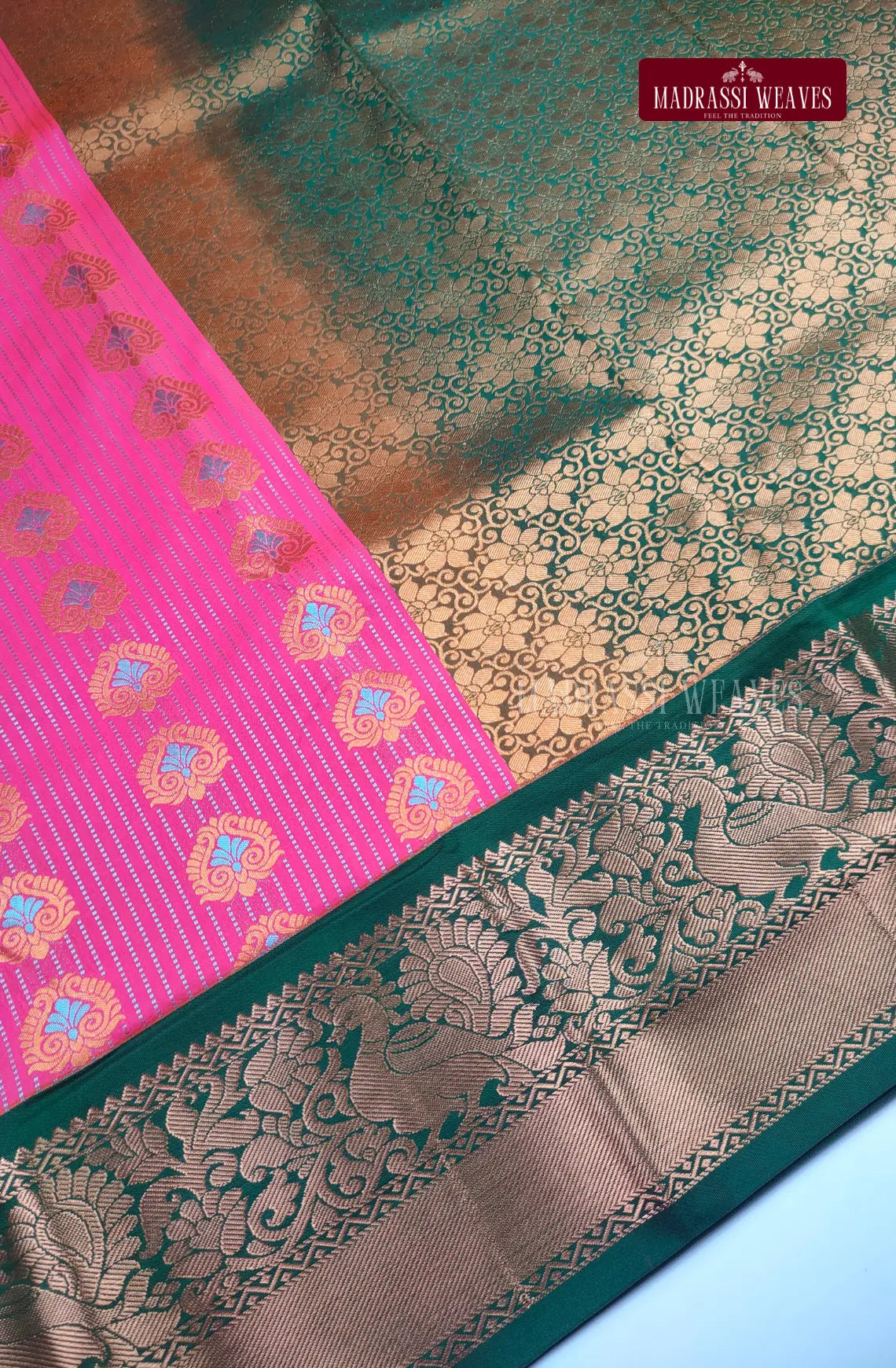 Traditional Kanchi Meena Work Semi Silk Saree - Pink
