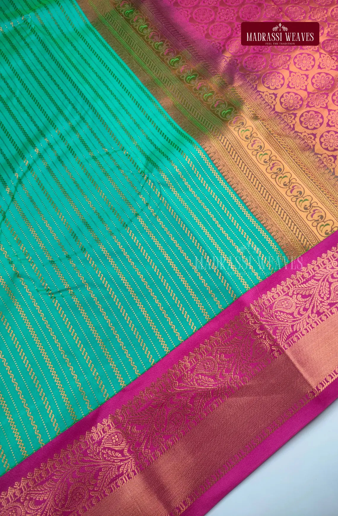 Traditional Kanchi Meena Work Semi Silk Saree - Rama