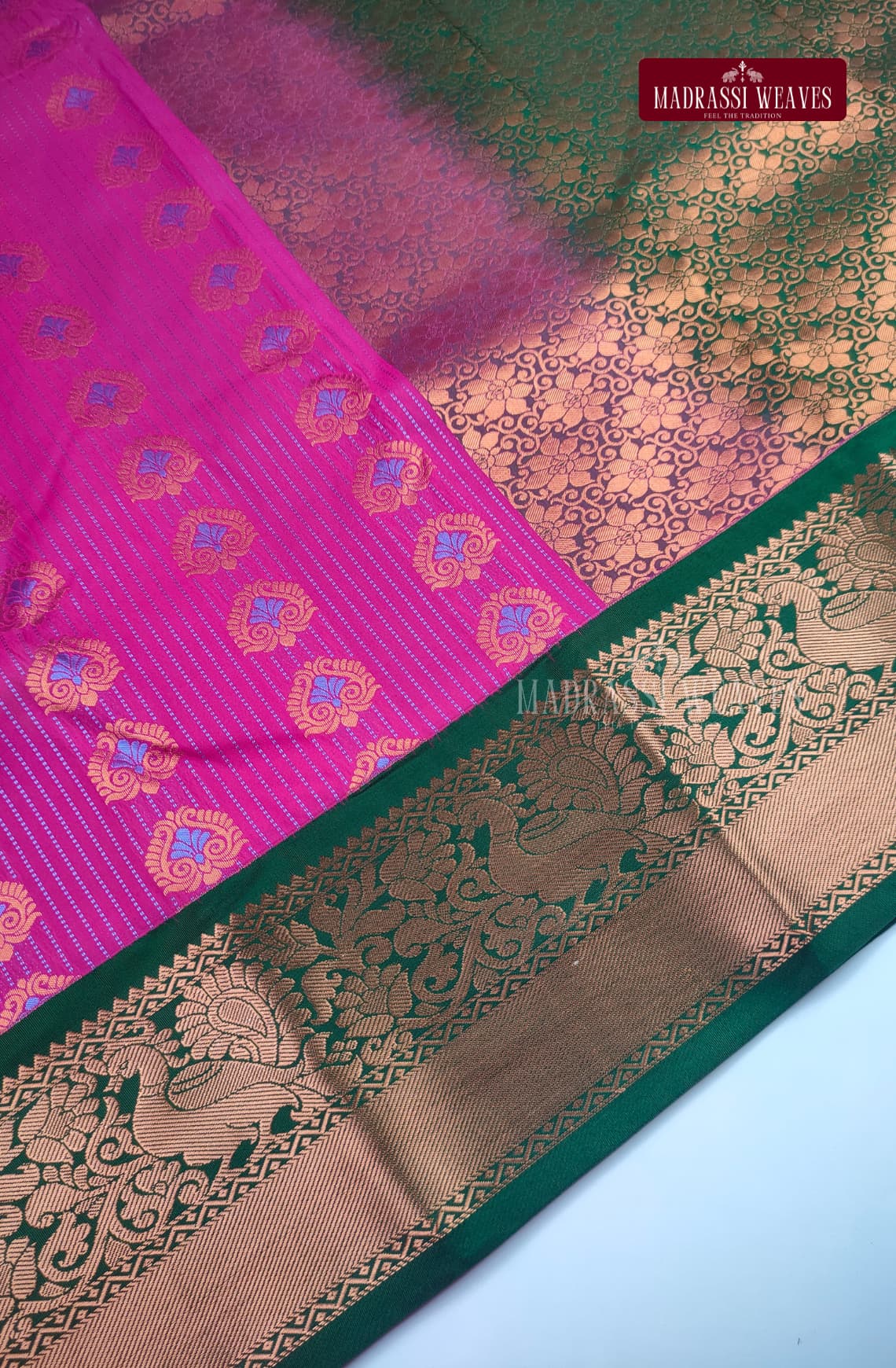 Traditional Kanchi Meena Work Semi Silk Saree - Rani