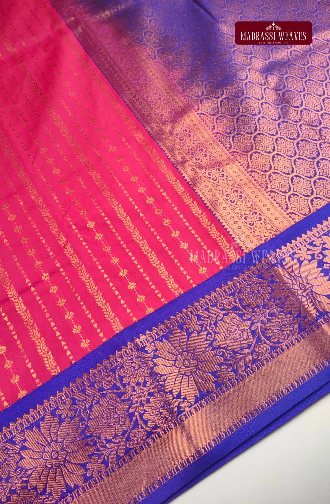 Traditional Kanchi Meena Work Semi Silk Saree - Rani Pink
