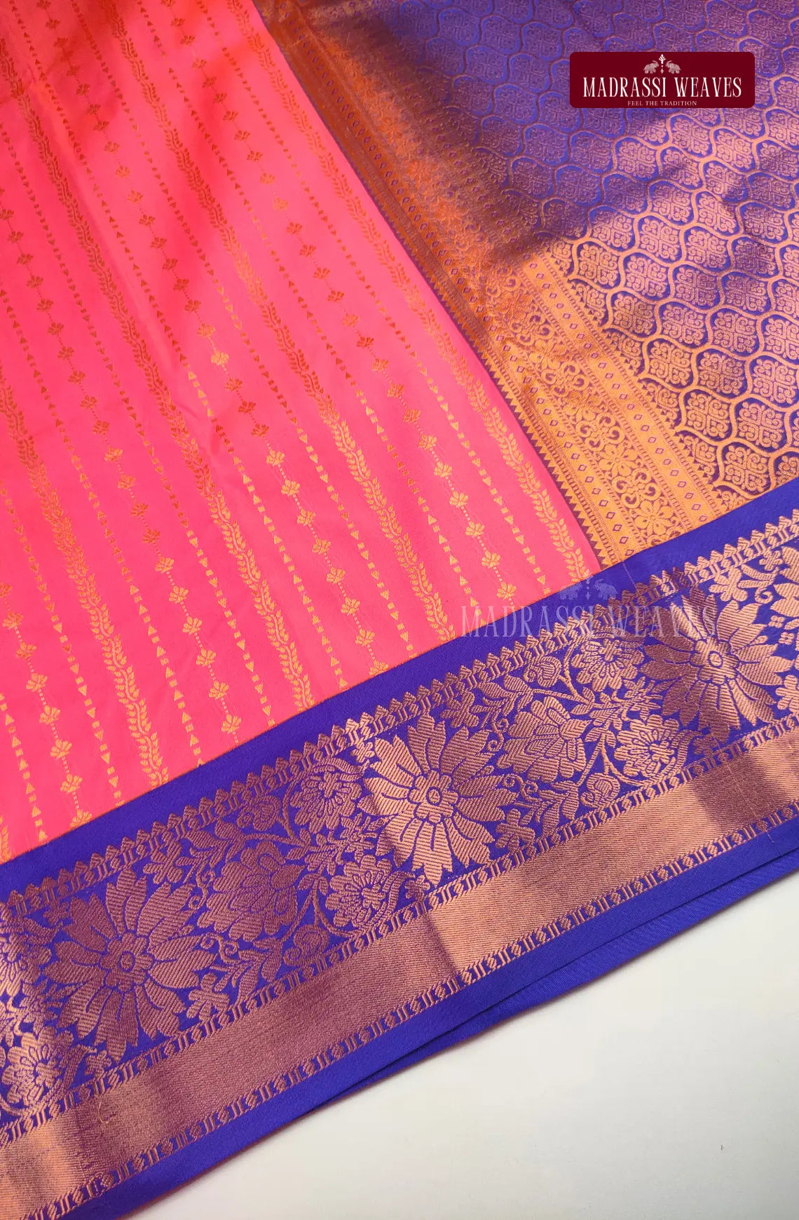 Traditional Kanchi Meena Work Semi Silk Saree - Rosy Pink