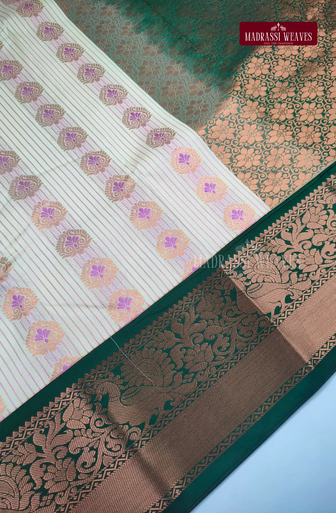 Traditional Kanchi Meena Work Semi Silk Saree - White