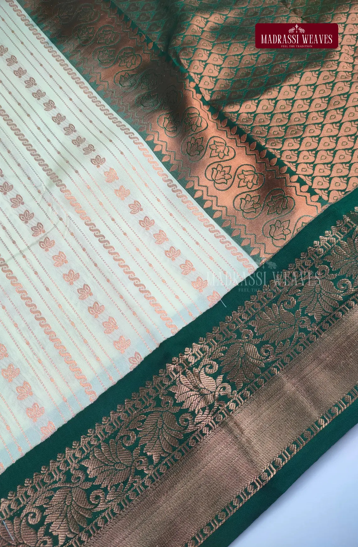 Traditional Kanchi Meena Work Semi Silk Saree - Off White