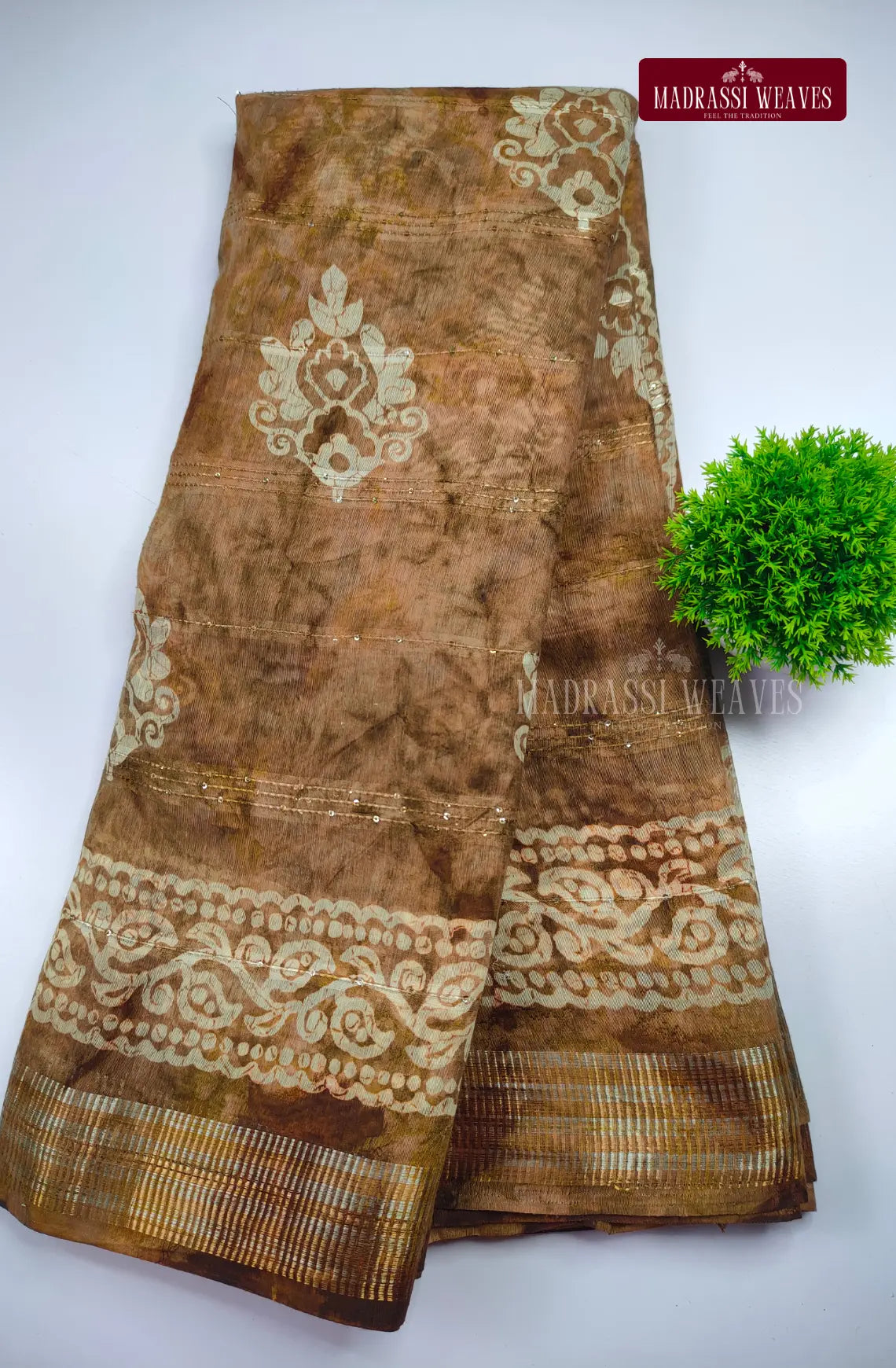 Trendy Sequence Border Cotton Blend Saree